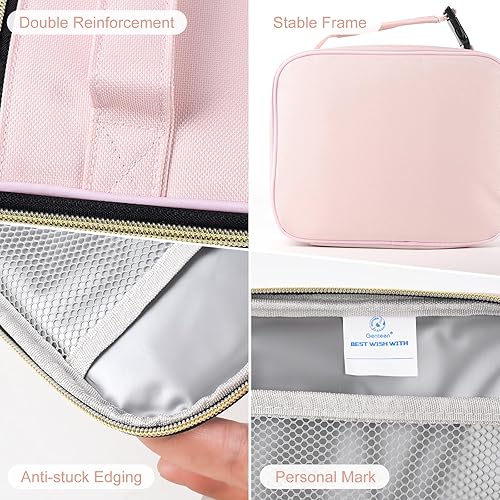 Miniatura 5 de Genteen Lonchera para mujeres, niñas, niños, lonchera aislada, lonchera reutilizable para la escuela, el trabajo, al aire libre (rosa)