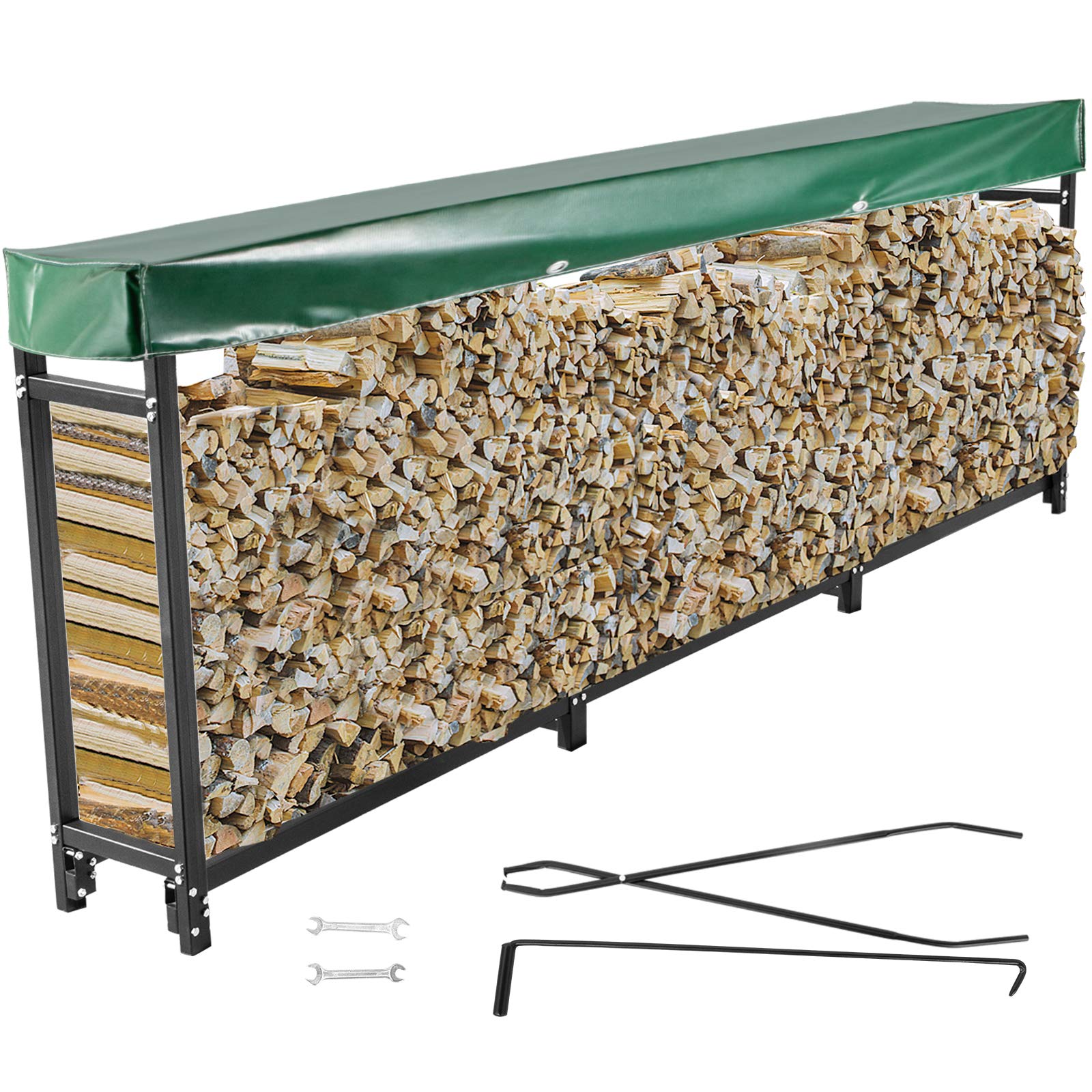 Buy VEVOR Firewood Log Rack, 10ft Firewood Rack Outdoor, Black Firewood Rack Stand, Steel