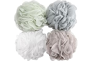 BTYMS - Pack of 4 Bath Loofahs with Suction Cups