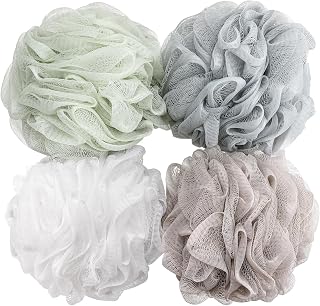 BTYMS 60g Bath Sponge Loofahs Shower Puffs Mesh Pouf Pack of 4 - Durable Soft Exfoliating Body Scrubbers