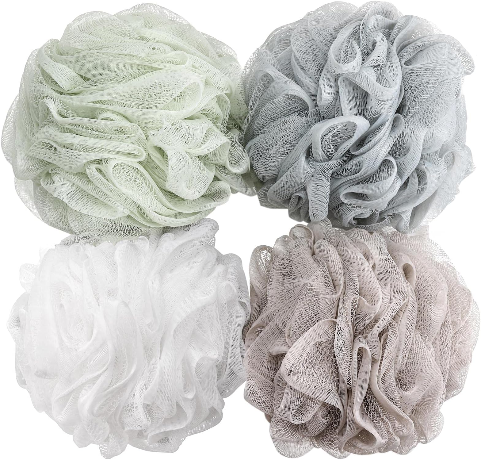BTYMS Bath Sponge Shower Loofahs 60g Mesh Pouf Bath Scrunchies Body Wash Puff Shower Puff - Pack of 4