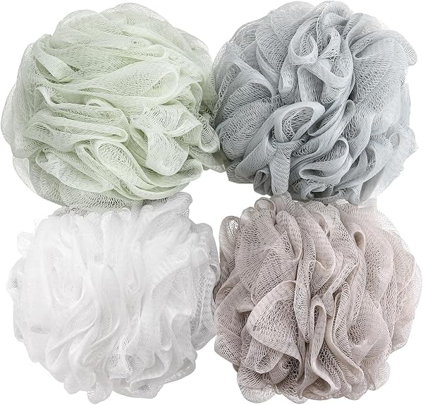 BTYMS Bath Sponge Shower Loofahs 60g Mesh Pouf Bath Scrunchies Body Wash Puff Shower Puff - Pack of 4