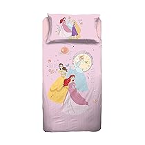 Princess, Lenzuolo Letto Singolo, Completo Letto Singolo Disney, Lenzuolo Sopra, Lenzuolo Con Angoli, Federa, Rosa, Disney, 100% Cotone, Prodotto Ufficiale