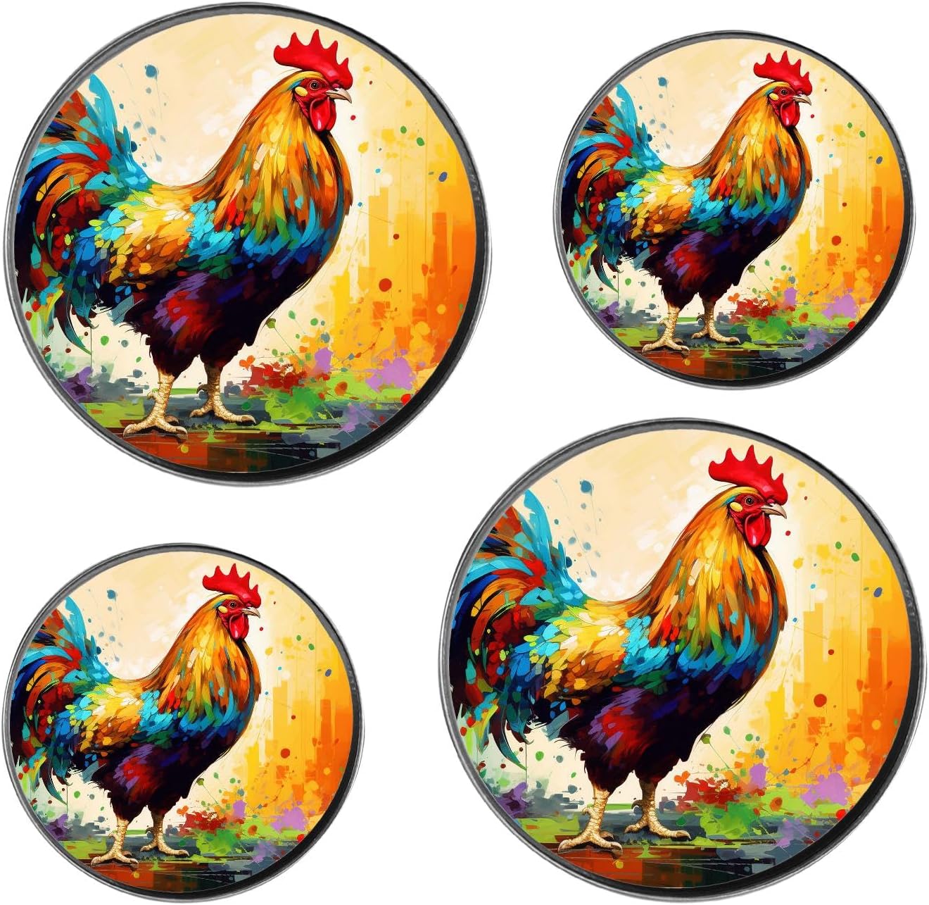 Rooster in The Farm Color Art Beautiful Set of 4 Stove Burner Covers - Premium Round Electric Stove Range Protectors,8 IN & 10 IN