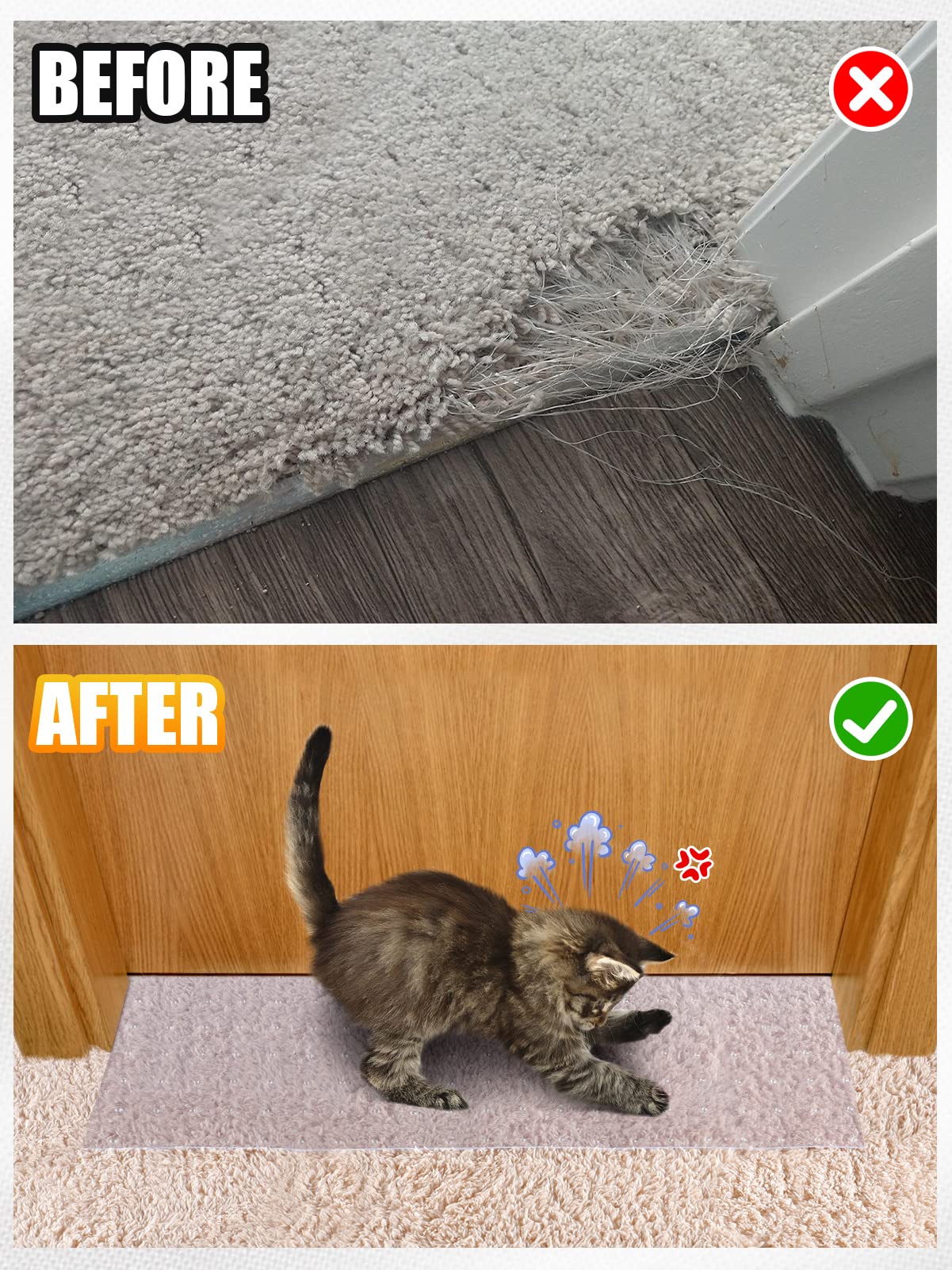8.69Ft Cat Carpet Protector, Heavy Duty Plastic Pets Scratch Stopper for 31 1/2" 31 15/16