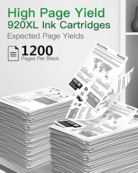 920 XL BK Compatible with HP 920XL Black Ink Cartridge, Replacement for HP Officejet 6000/6000 Wireless/6500/6500 Wireless/6500A Plus/6500A/7000/7500A Printers, 1800 - Page Yield