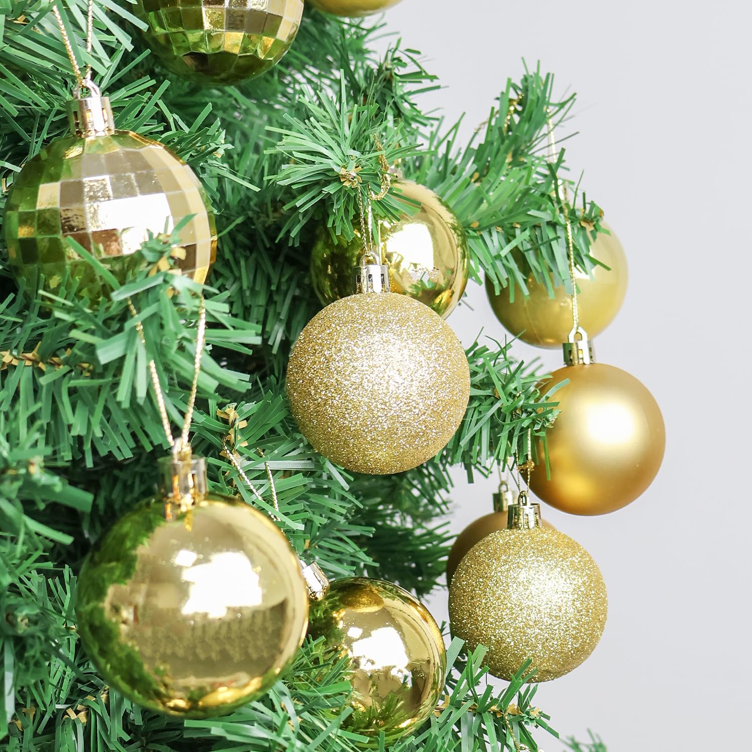 24 Palline Di Natale Infrangibili 3 Cm – Verde, Oro, Rosso – Con Fiocco Per Albero - 4