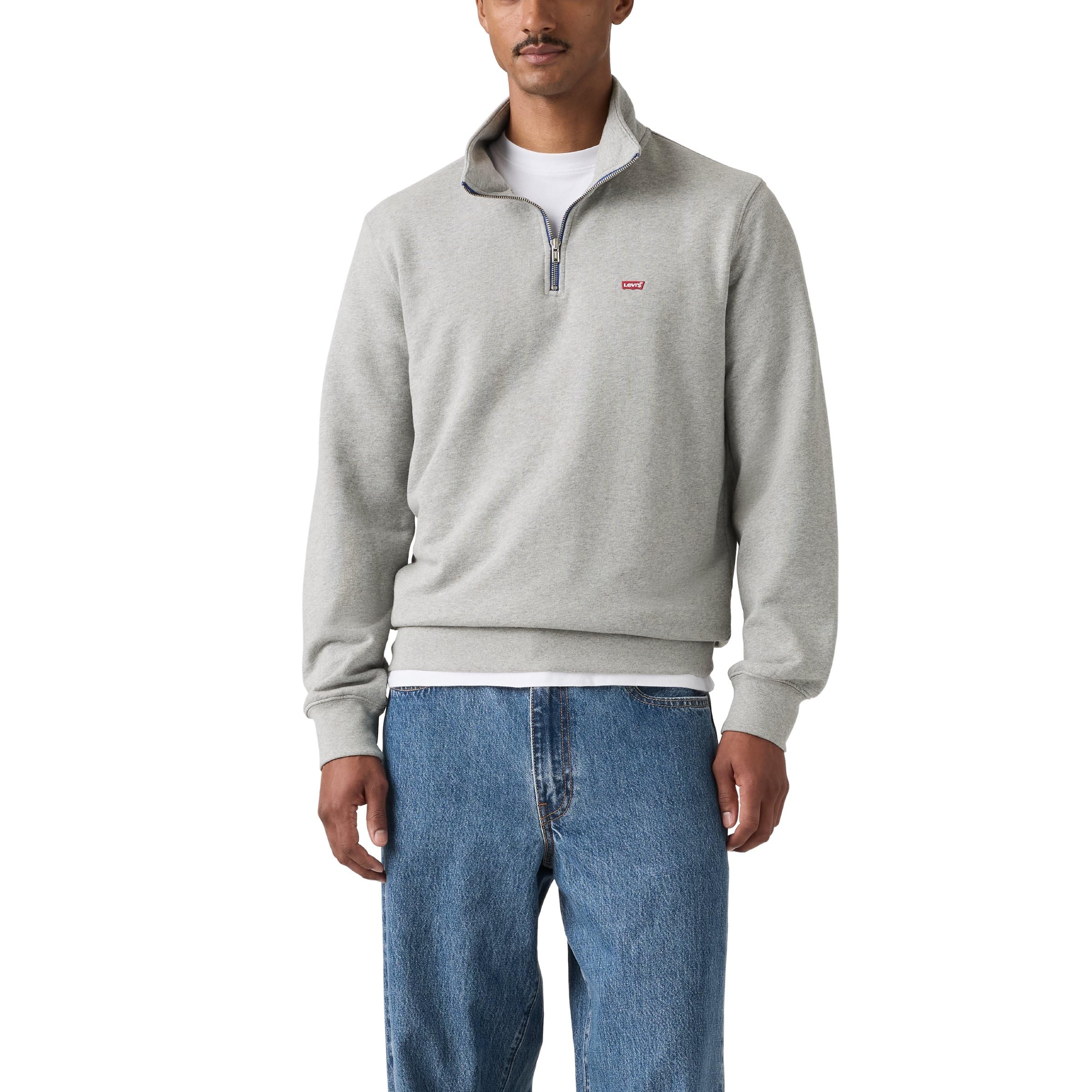 Levi'S Original Housemark Logo 1/4 Zip Sweat Top - Grey