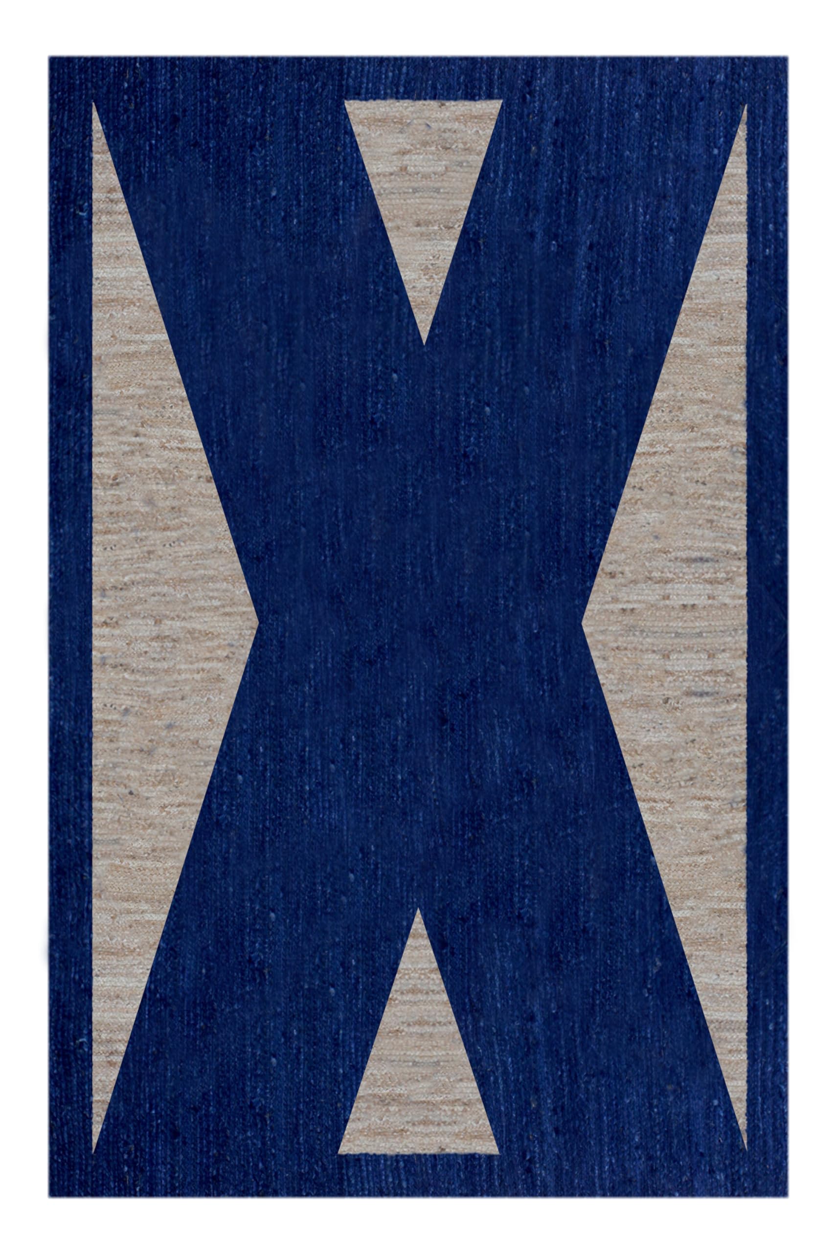 Carpette en jute tissée à la main bleu beige pour salon et terrasse