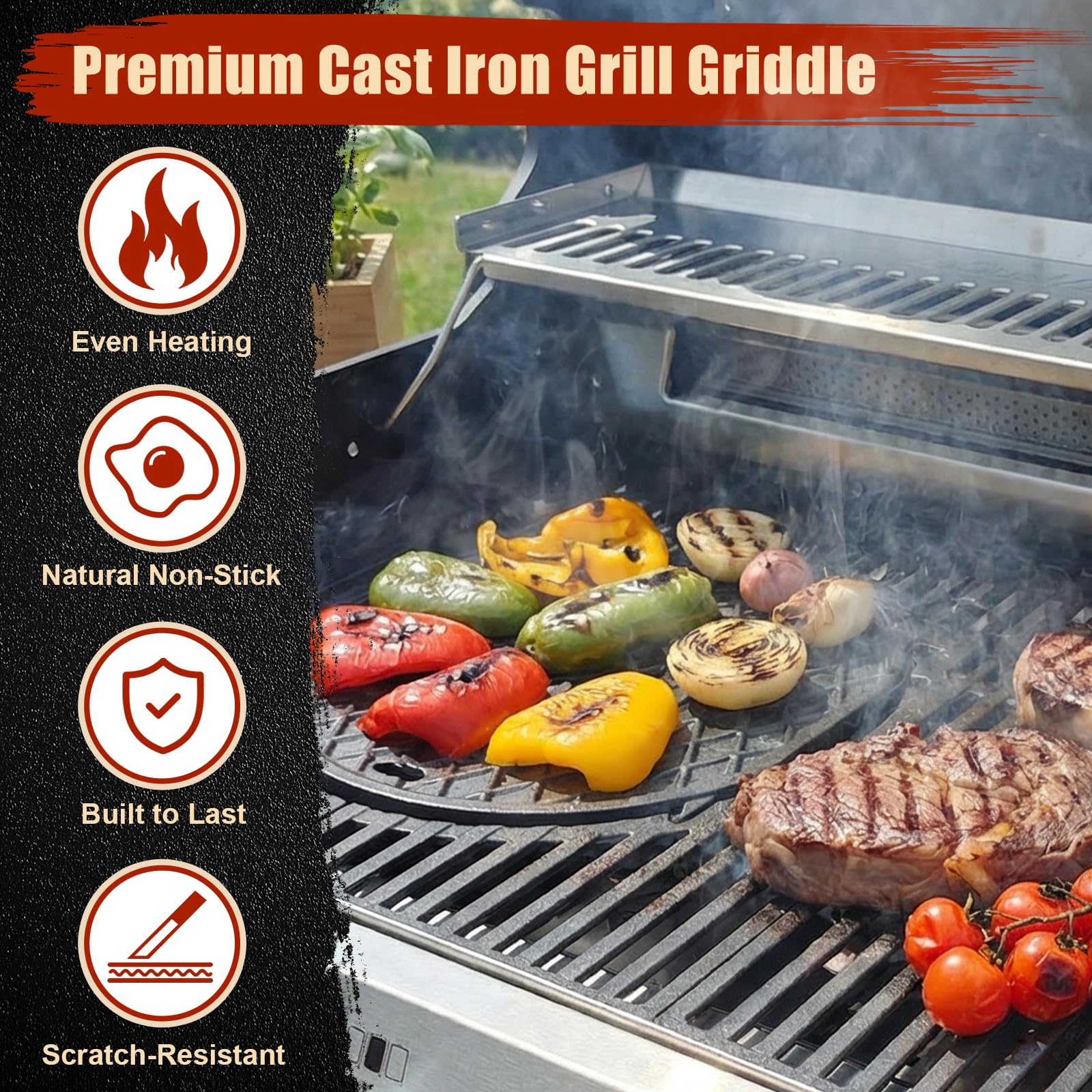 Denmay Piastra in ghisa per barbecue Weber Gourmet BBQ System, in ghisa di ricambio per Weber GS4 Spirit II 200/300, Griddle Plancha accessori per Genesis II E-310, LX S-440