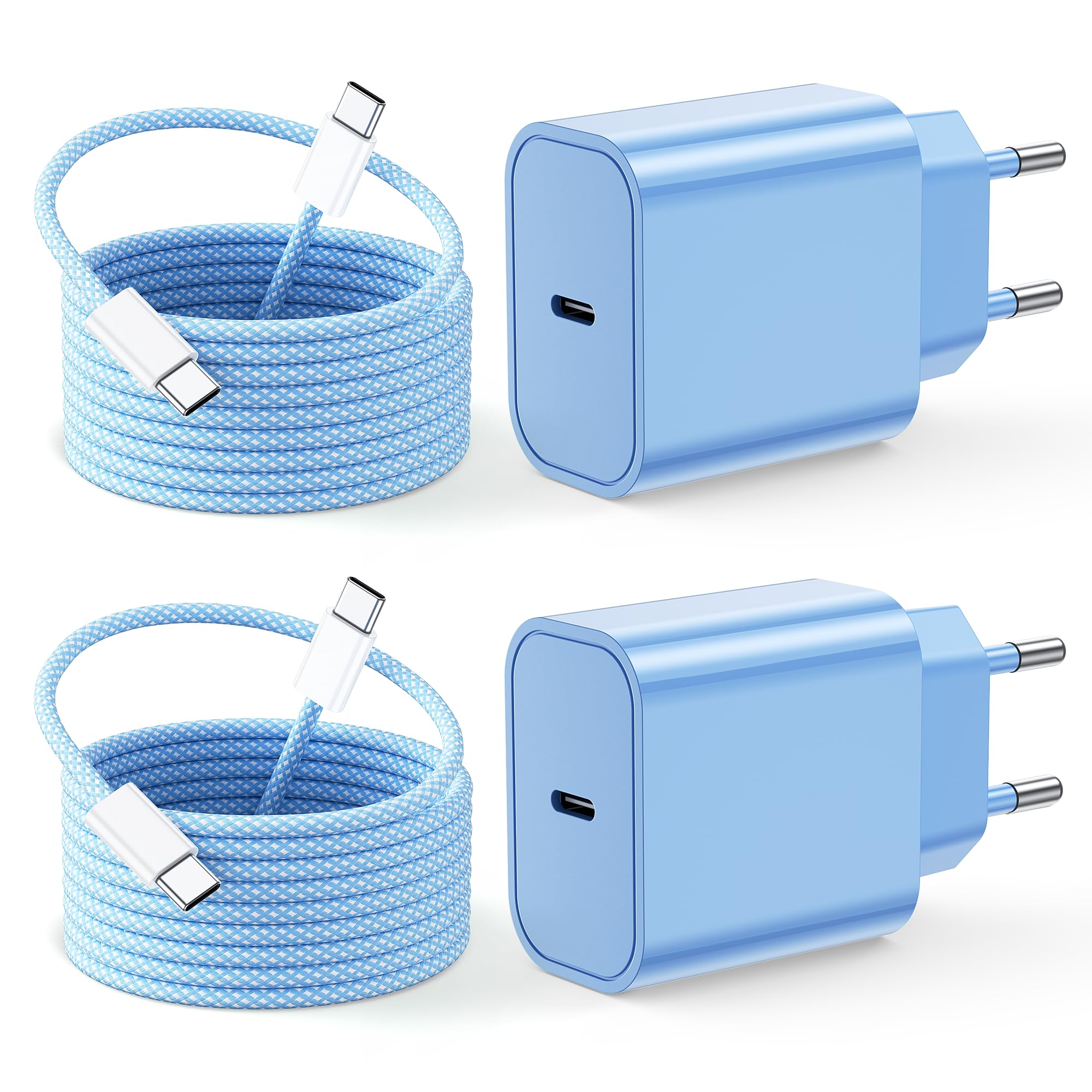 2-Pack Caricatore iPhone 17 16, 25W Presa USB C Rapido con Cavo 2M Alimentatore USBC Caricabatterie for iPhone 17 16 Pro Max Plus /15 Series, iPad, Samsung, Spina Typ C Adattatore Fast Charger