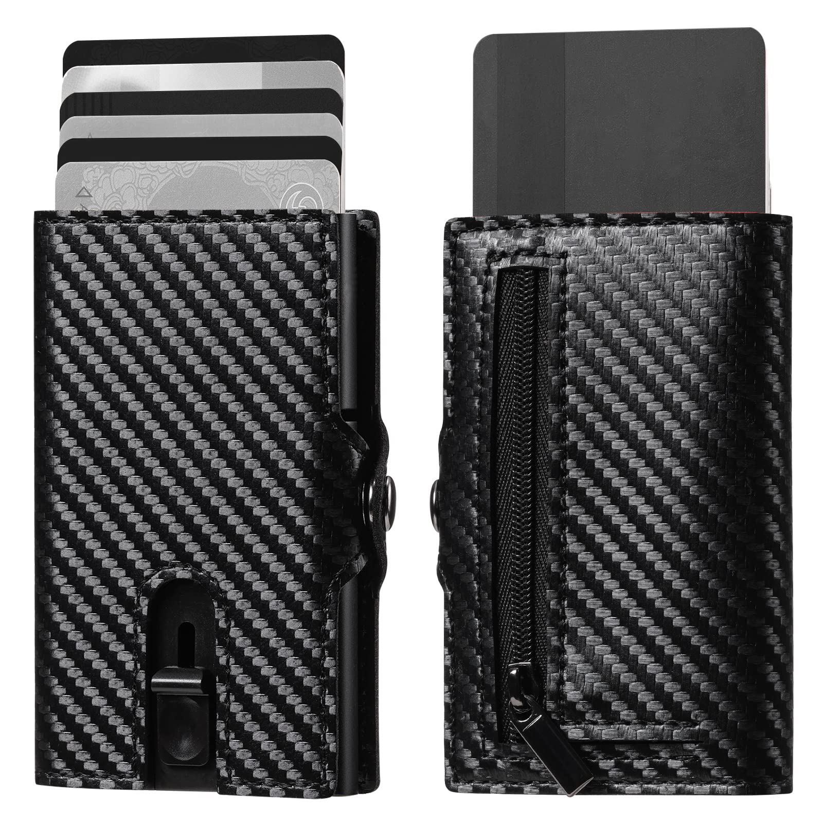 VpiuV® Porta carte di credito con protezione RFID,Portafoglio da uomo sottile schermato,Porta carte di credito in alluminio da uomo con scomparto portamonete, m, Moderno