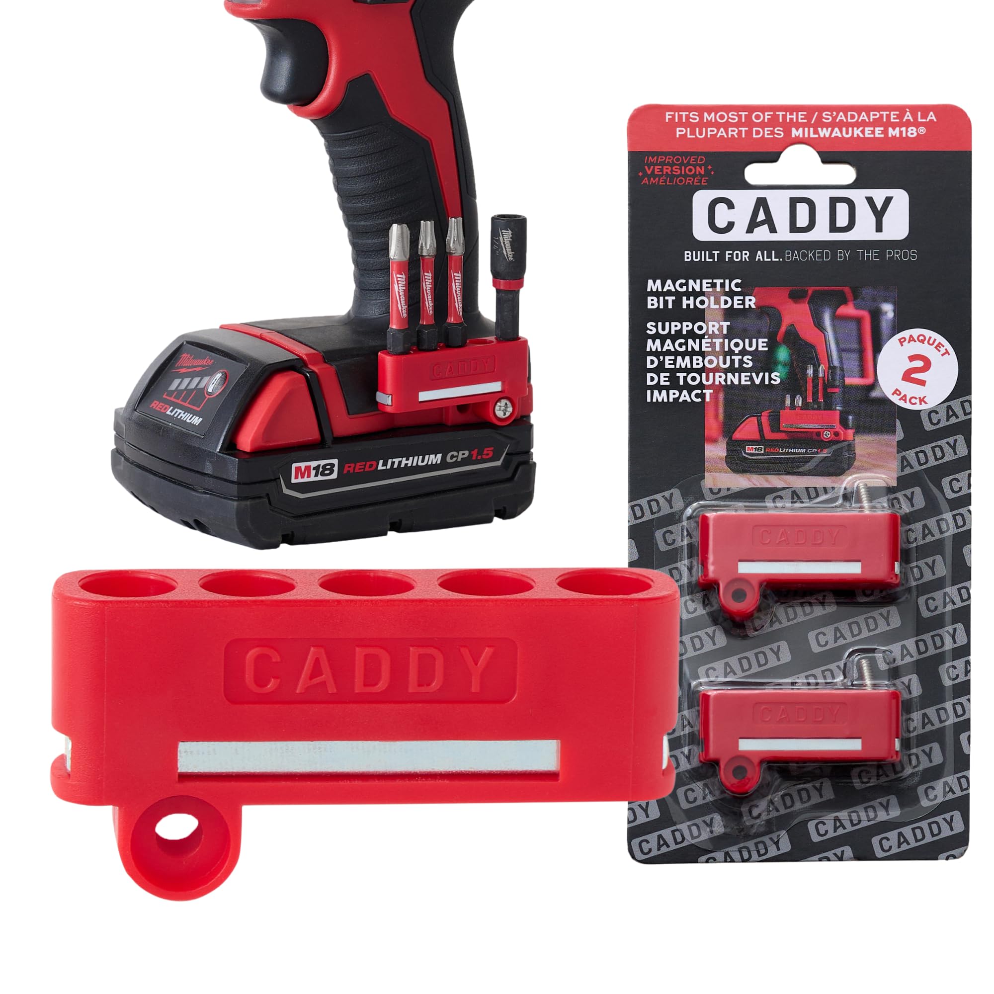 Improved* Caddy | 2-Pack | Magnetic Bit Holder Made for Milwaukee