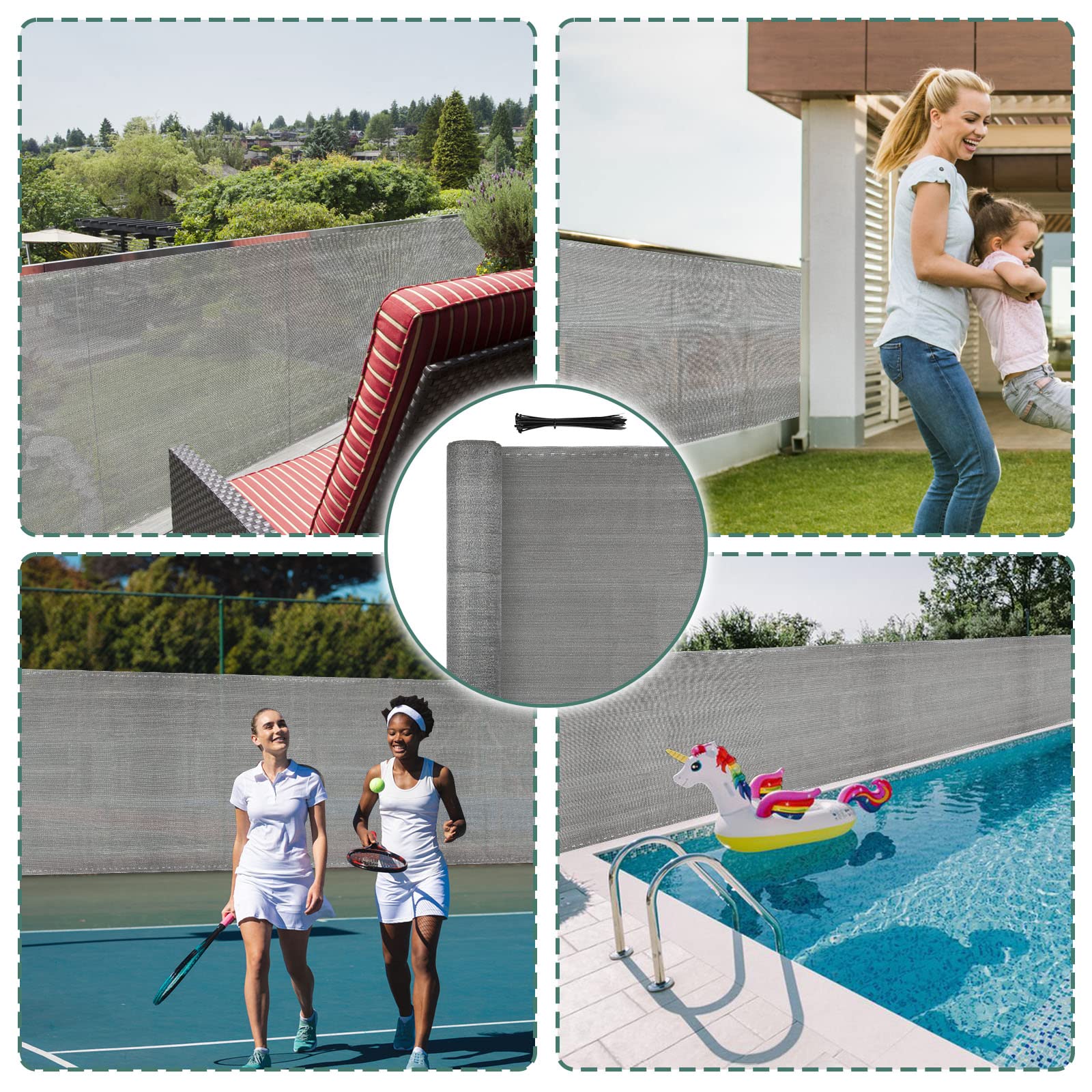 Osłona przed wzrokiem, ogrodzenie 1,5 x 20 m, ochrona przed wiatrem, balkon, do ogrodu, HDPE 150 g/m², nieprzezroczysta siatka ogrodzeniowa z oczkami, wzmocniona krawędź, odporna na