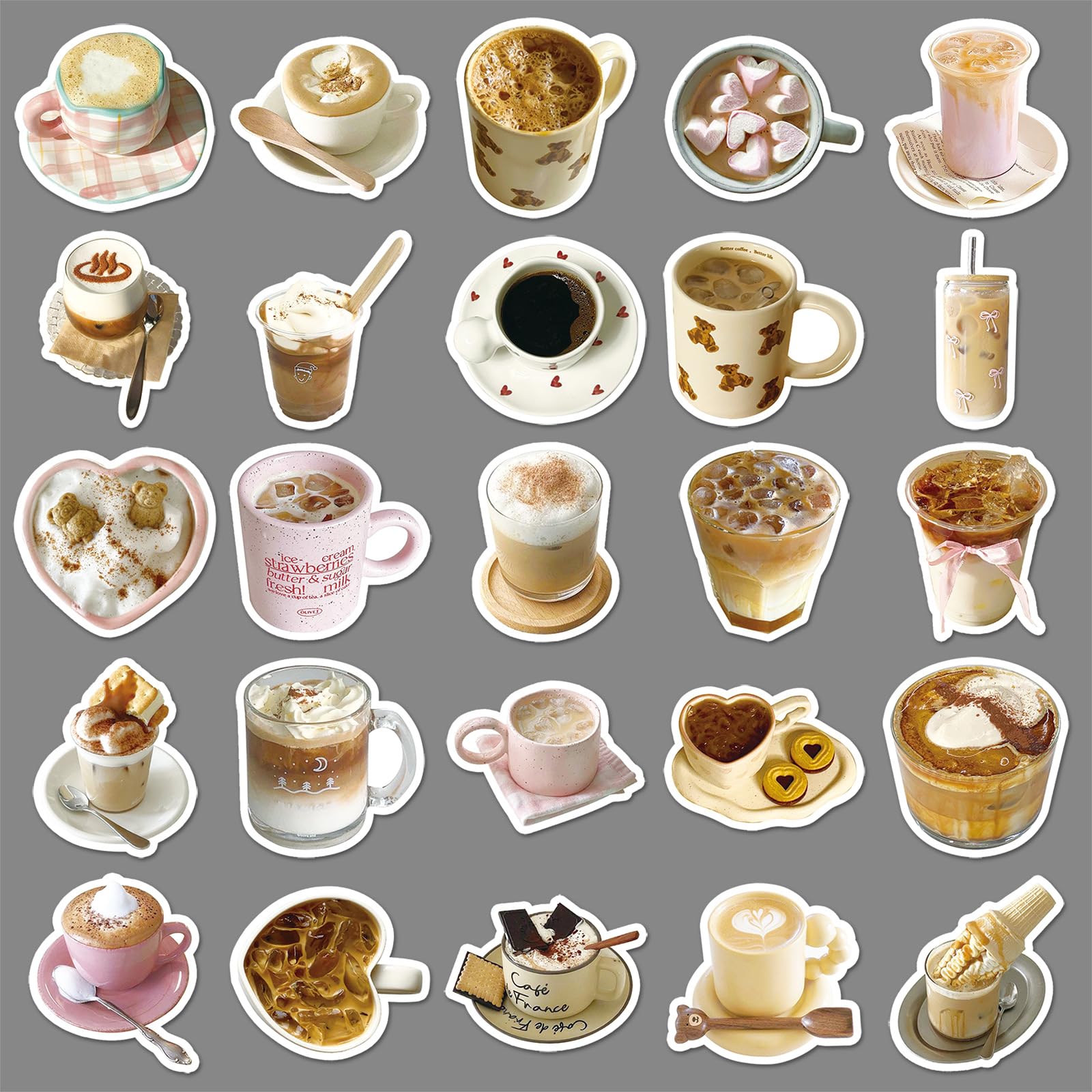 50 Pcs Coffee Stickers for Kids Teens Adults Boys Girls Gift,Cute Coffee Stickers Pack for Laptop,Skateboard,Luggage,Car,Bike - Image 2