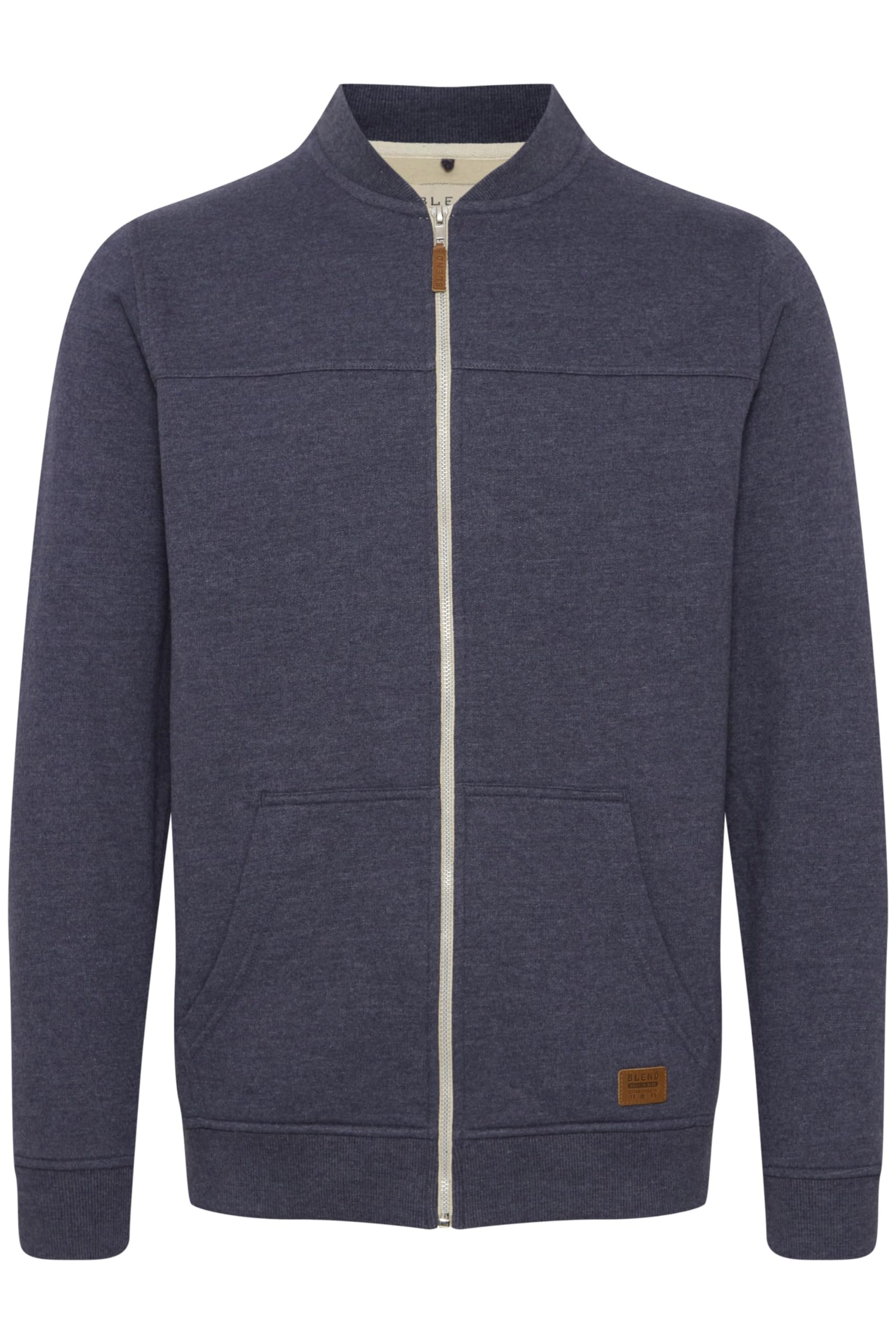 Blend BHArco Herren Sweatjacke Collegejacke Cardigan mit kurzem Stehkragen Reißverschluss Kängurutasche Baumwollmischung Regular fit