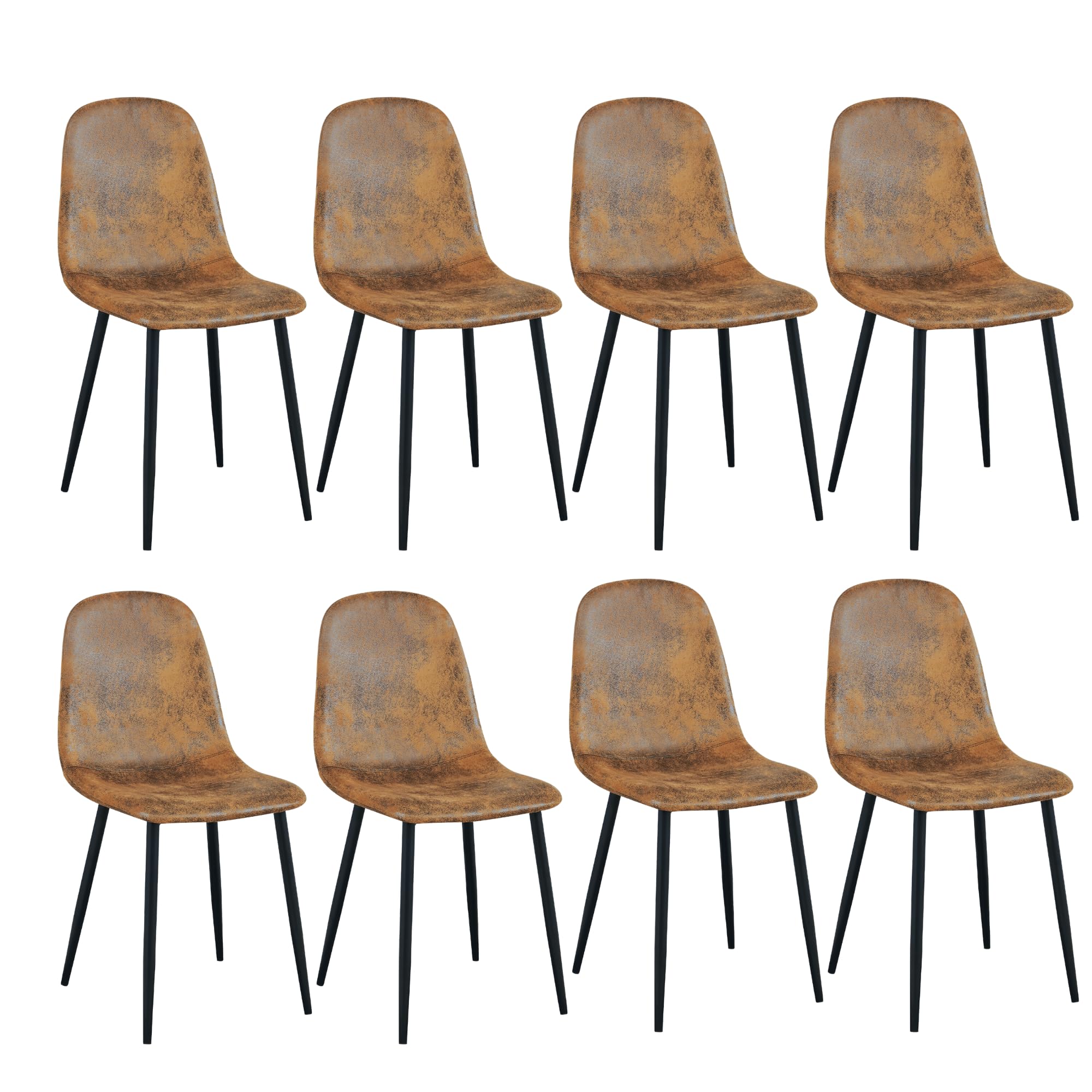 Homy Casa 8 Piece Mid-Century Modern Armless Dining Chairs Set, Upholstered with Fabric Suede, Metal Legs, Perfect for Kitchen, Dining Room, Living or