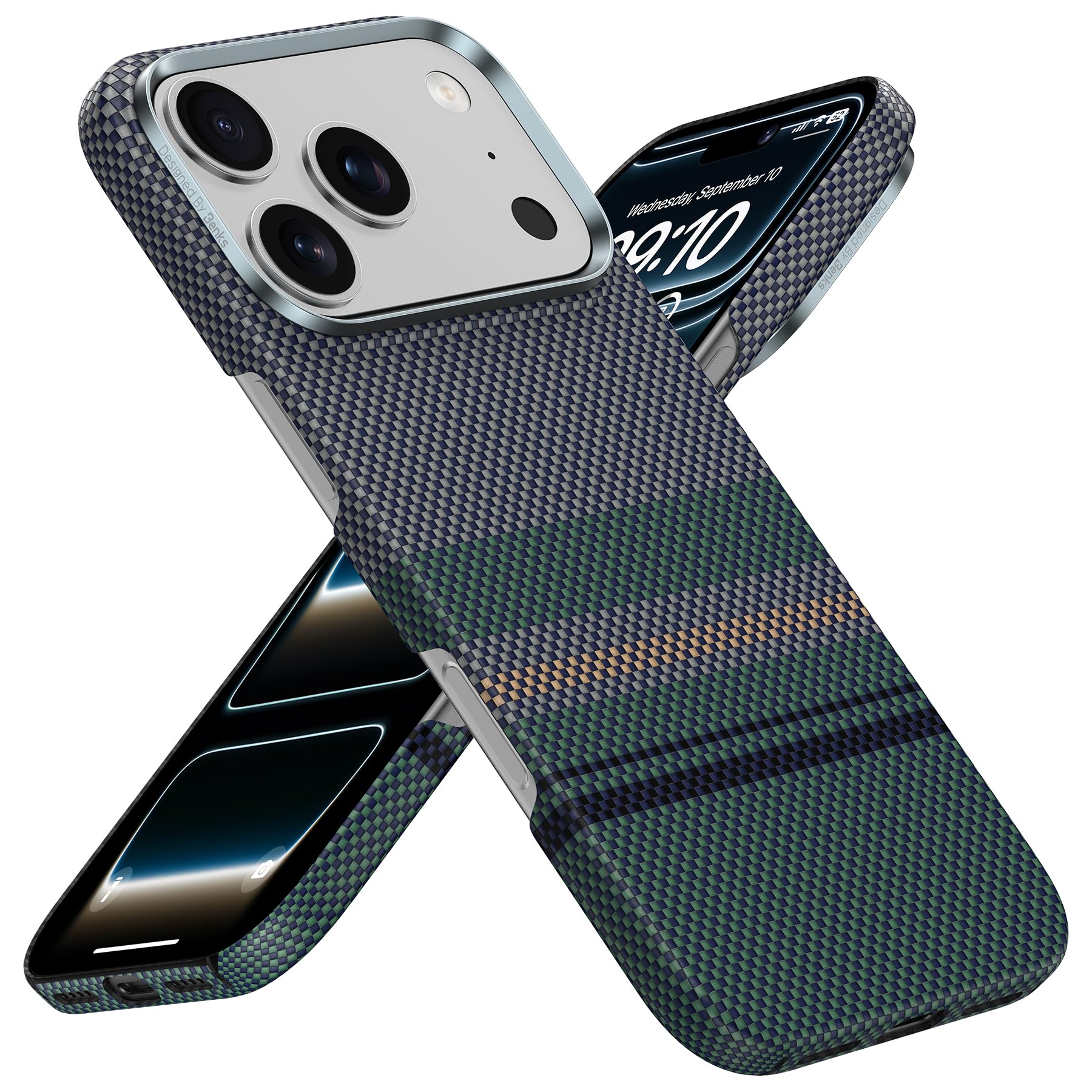 BENKS Ultra Dünn für iPhone 17 Pro Hülle für MagSafe, Aus Dupont Kevlar Aramidfaser Gefertigt, Handyhülle iPhone 17 Pro Case Stoßfest Kratzfest Slim iPhone Hülle, ArmorAir Aurora