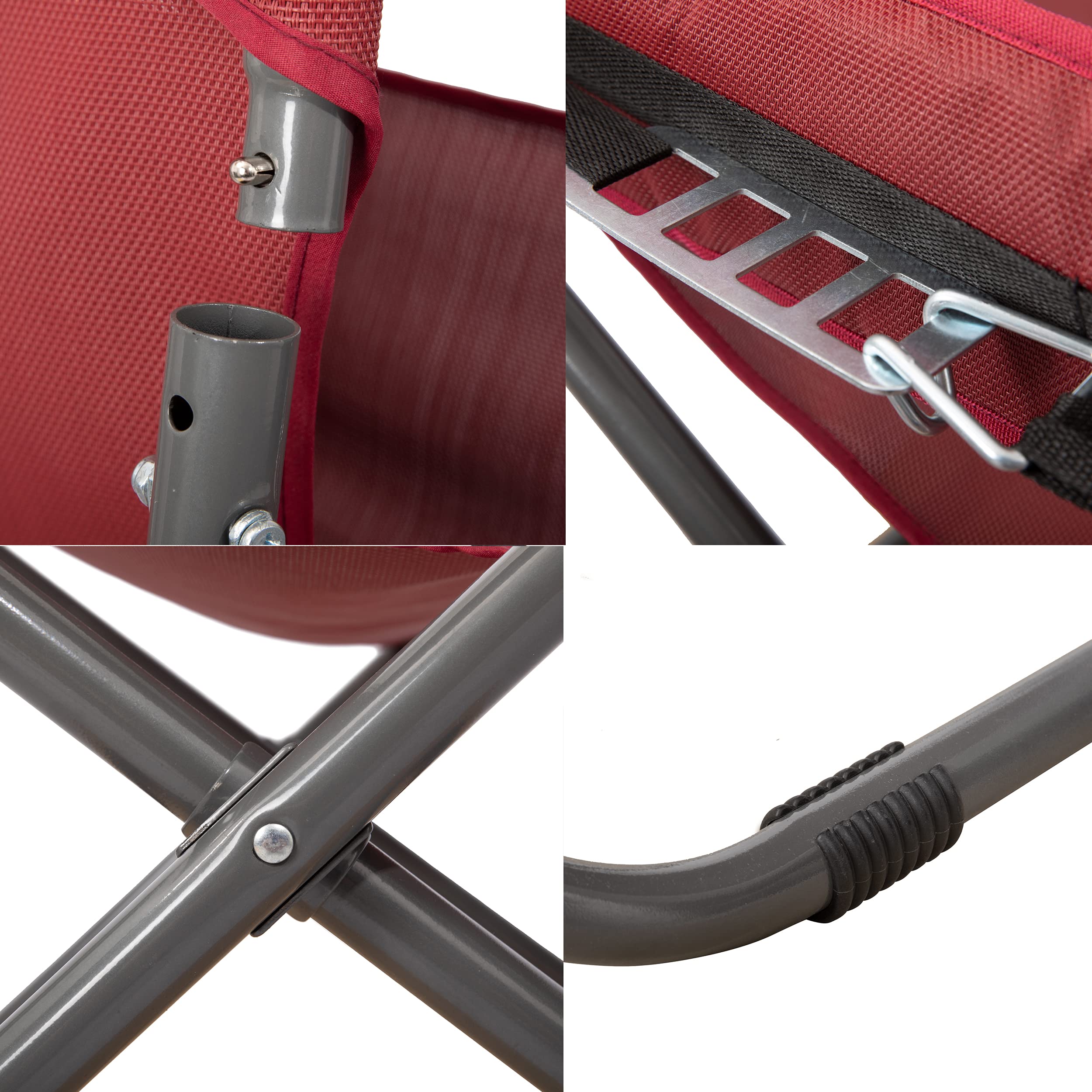 HOMECALL - Silla de camping plegable con respaldo ajustable de textileno 2 × 1, rojo