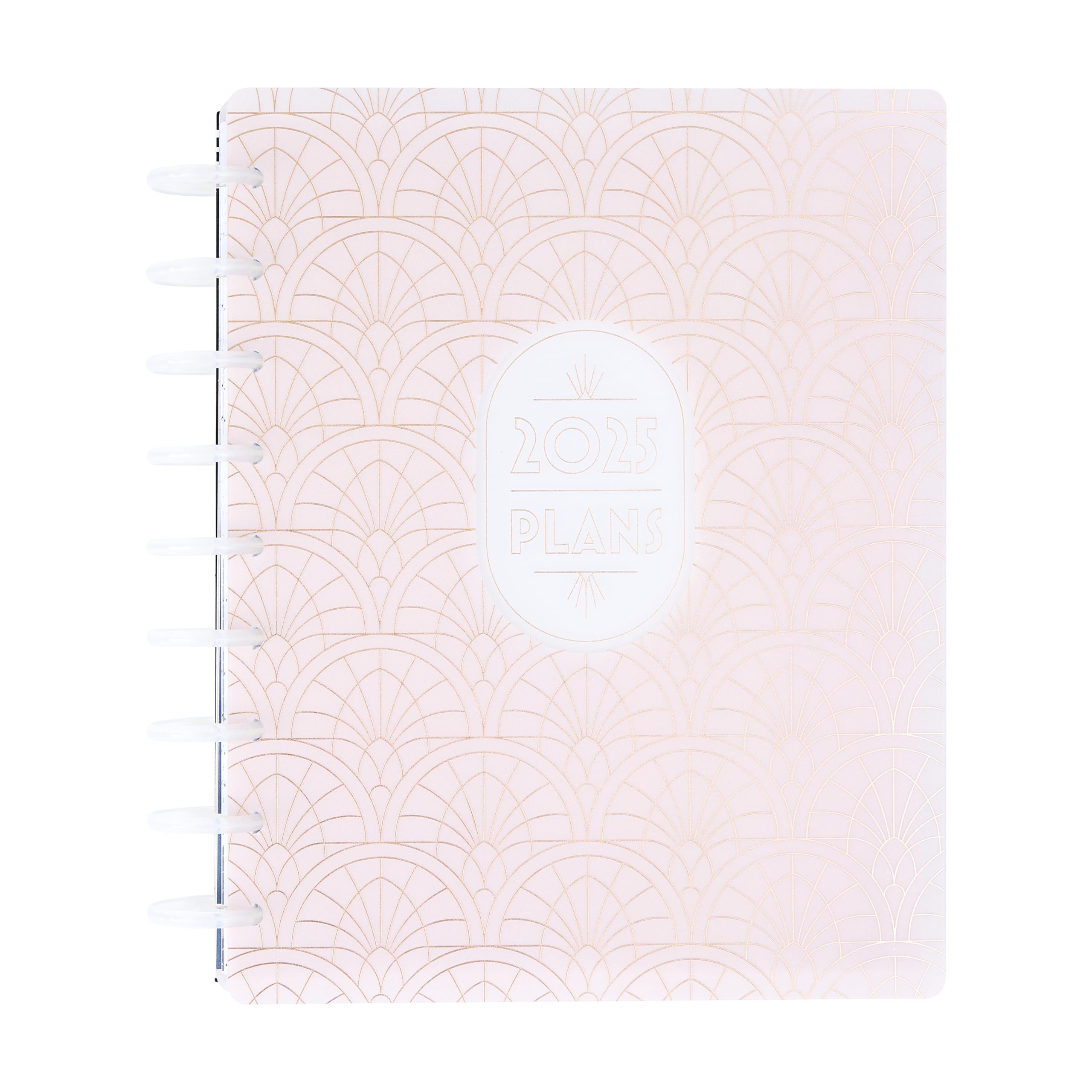 Happy Planner Disc-Bound 12-Month Planner, Jan.–Dec. 2025 Daily, Weekly, and Monthly Planner, Classic Size, Dashboard Layout, Delicate Deco, 72 Pages, 12 Dividers, 2 Sticker Sheets, 7" x 9.25"