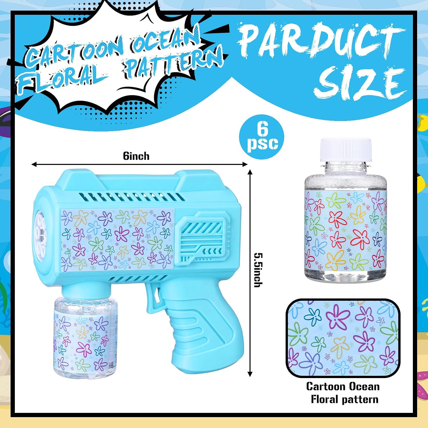Gemscream 6 Pack Automatic Bubble Gun for Ocean Floral Wedding Party Favor image 2