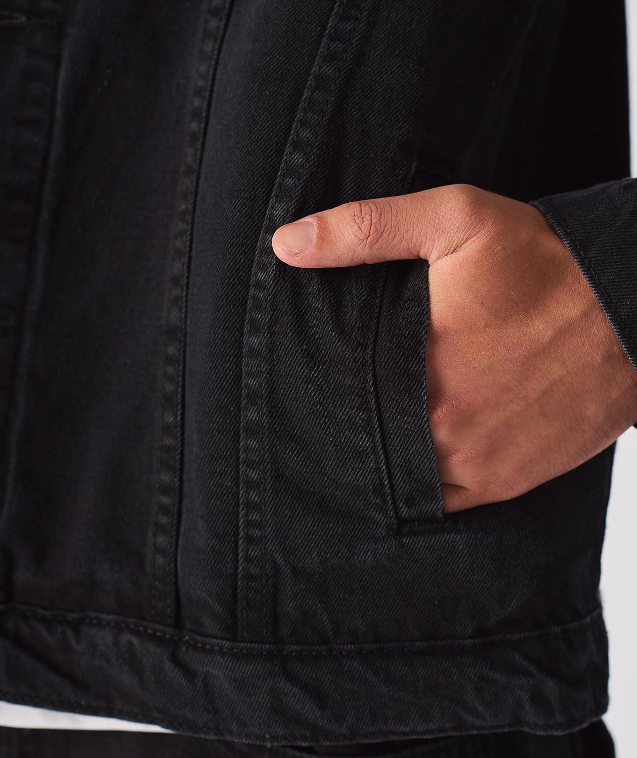 JMOJO Jean Jacket Men - Button Down Trucker Style with Functional Pockets - Classic Mens Denim Jackets for Casual Outfits - Image 5