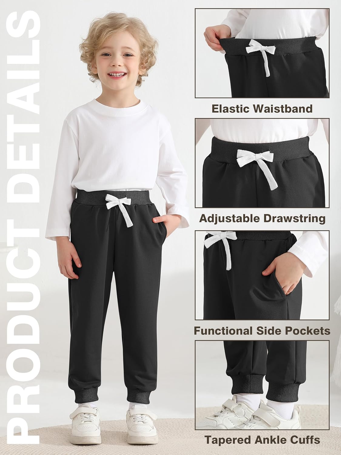 Resinta 3 Pack Toddler Boys Sweatpants Kids Active Jogger Pants Boys Casual Athletic Pull On Pants with Drawstring Pockets - Image 5