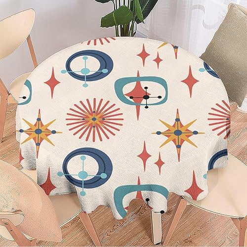 Miniatura 113 de Mantel floral hippie, diseño retro de los años 70, naranja, rosa, azul, floral, bohemio, estampado estético de margaritas, para fiesta, picnic