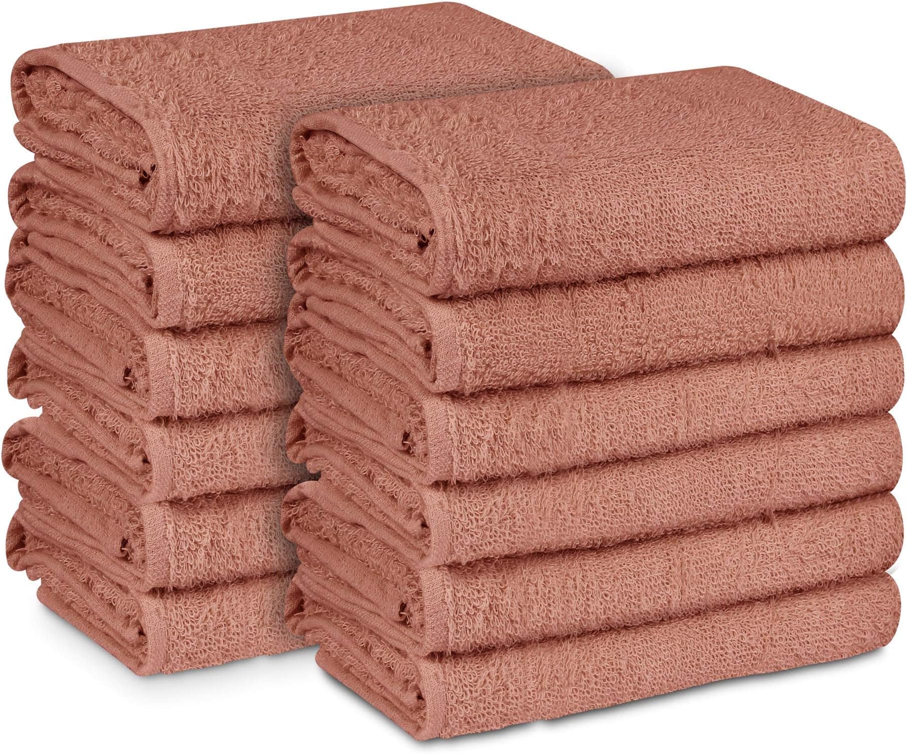 Salon Towels Highly Absorbent 100% Cotton Towels for Hand, Gym, Beauty, Hair, Spa and Home Hair Care Towel (Petal Pink, 12 Pack)