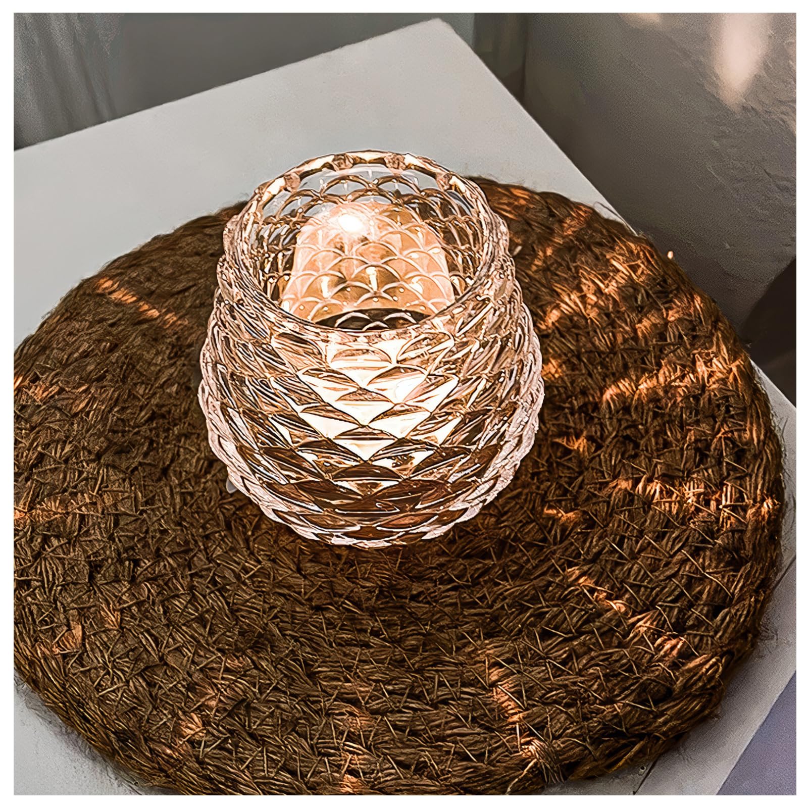 Set di 4 Portacandele in Vetro per Candeline, Portalumini Trasparente per Centrotavola, Porta Tealight in Vetro per Natale, Matrimonio, Festa di Compleanno, Decorazione per la Casa (Pigna)