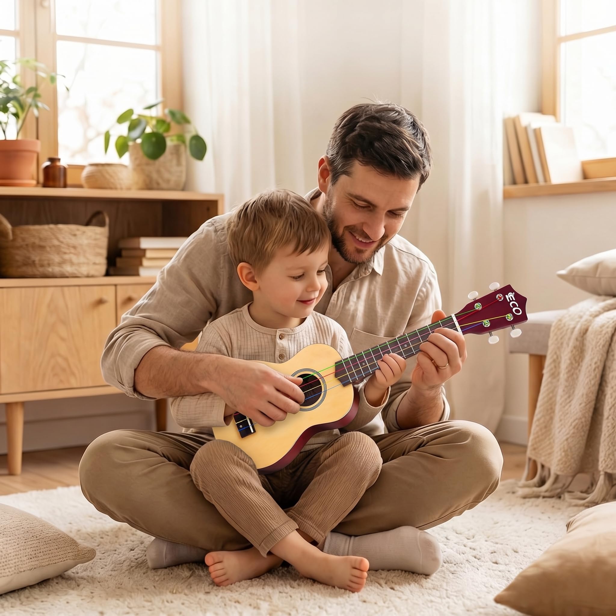 Sopran Ukulele Anfänger Kit für Kinder & Anfänger, 21 Zoll Ukelele mit Songbook, Case, Strap, Tuner, Strings & Picks - Natural | Für Kinder, Erwachsene, Studenten, Anfänger, Profi, mit Koffer, Gurt, Stimmgerät, Saiten, Plektren