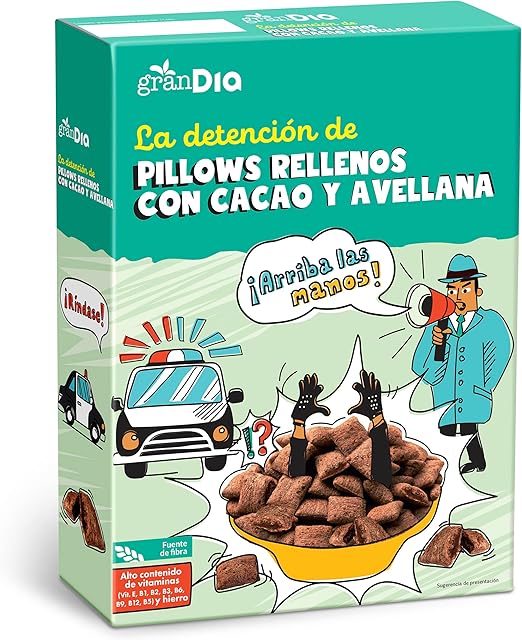 DIA Grandia Cereales Pillows Rellenos de Chocolate y Avellanas 500 g