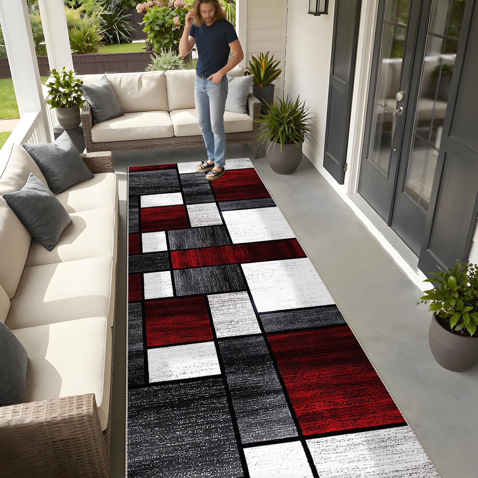 Antypoślizgowy chodnik kuchenny, dywanik do długiego korytarza, 120 x 250 cm nowoczesny dywan wejściowy do domu, zmywalny chodnik, dywanik do przedpokoju, kuchni pralni