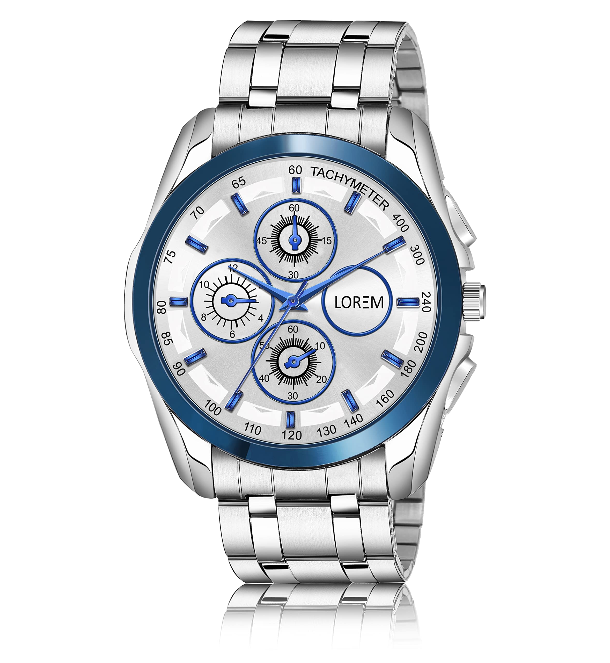 Lorem Blue & Silver Dummy Chronograph Metal Analog Watch for Men LR117 (B0C5TL3P8Q) Amazon Price History, Amazon Price Tracker