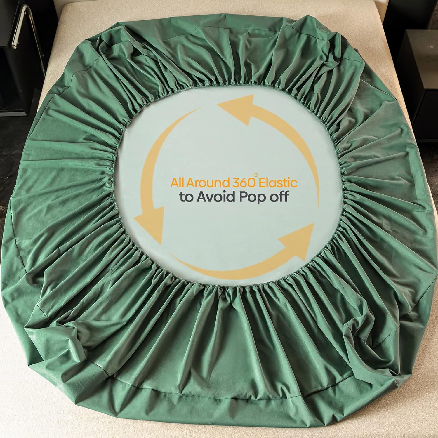 Waterproof Fitted Bed Sheet Set - 4 Piece, Comfortable Breathable Noiseless Mattress Protector, Deep Pocket Hypoallergenic Cover Up to 16” Mattress(Queen, Olive Green)