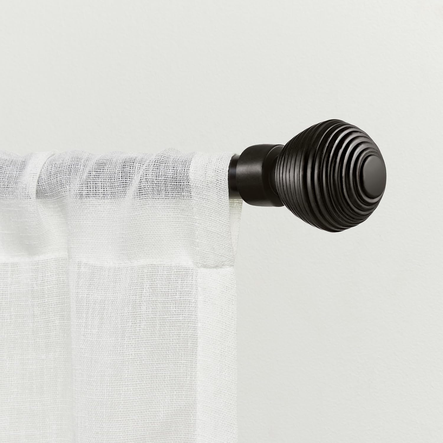 Exclusive Home Modern Layer 1" Curtain Rod and Coordinating Finial Set, Matte Bronze, Adjustable 66"-120"