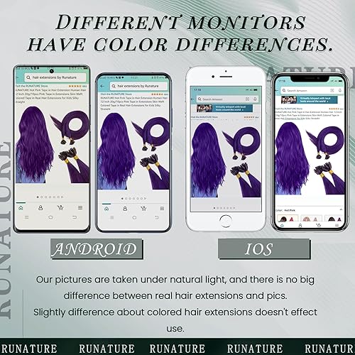 Miniatura 7 de RUNATURE Extensiones de cabello humano con punta en U, extensiones de cabello humano real, color morado, 22 pulgadas, extensiones de cabello humano