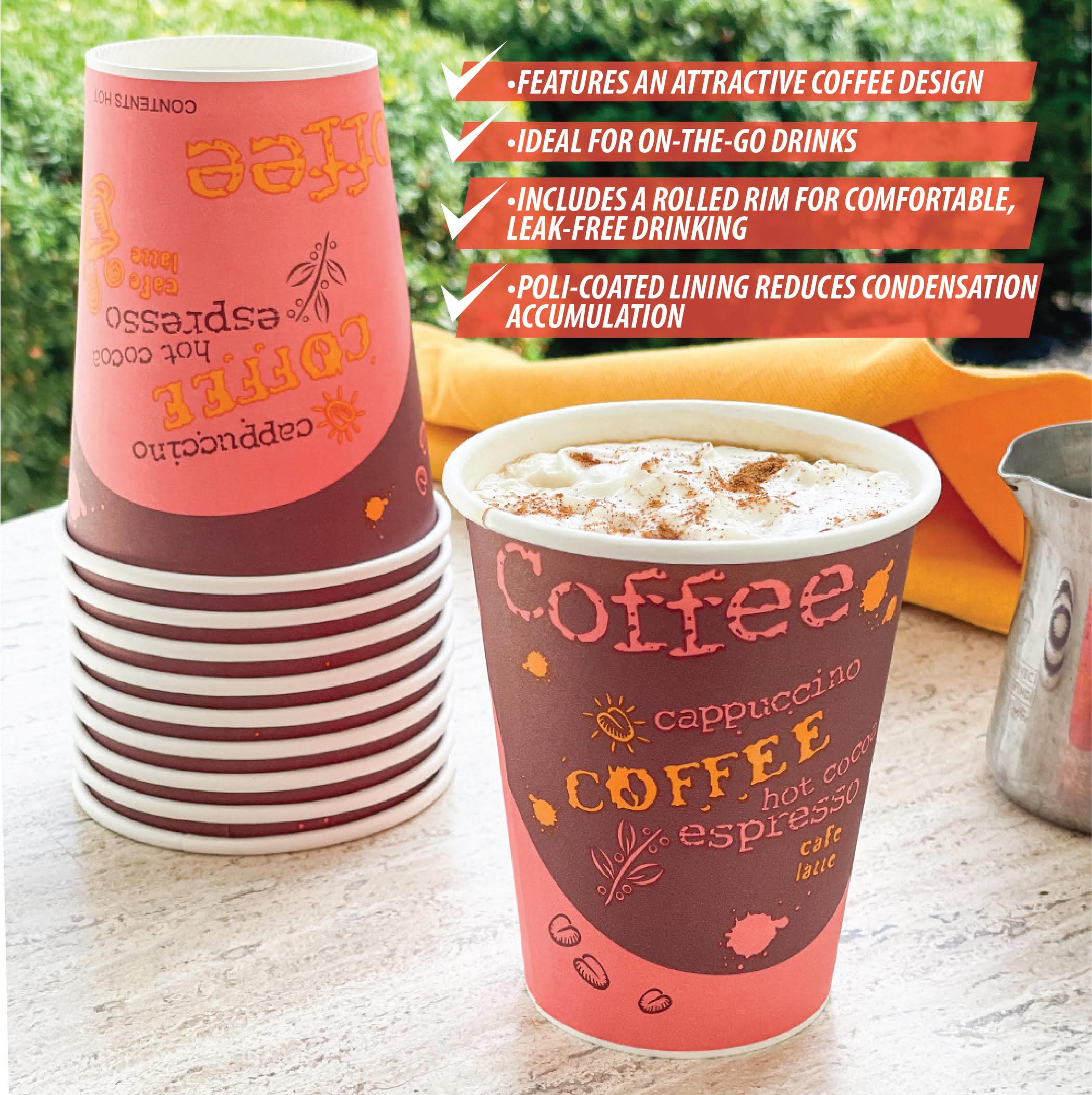Amazon.com: UCS Disposable Paper Coffee Cups 12oz 200 Pack, Thickened  Coated Hot Coffee Paper Cups, BPA Free, Stackable Drink Cups for Home,  Office, Cafe, Shops, Rolled Rim and Tapered Sides : Health