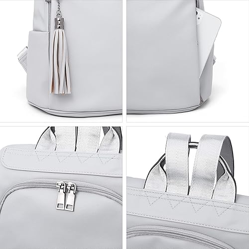 Miniatura 5 de Bromen - Mochila tipo bolso de mano de piel antirrobo para mujer a la moda Black Plaid, Azul / Patchwork, Marrón, Contraste Beige, Negro contraste.,