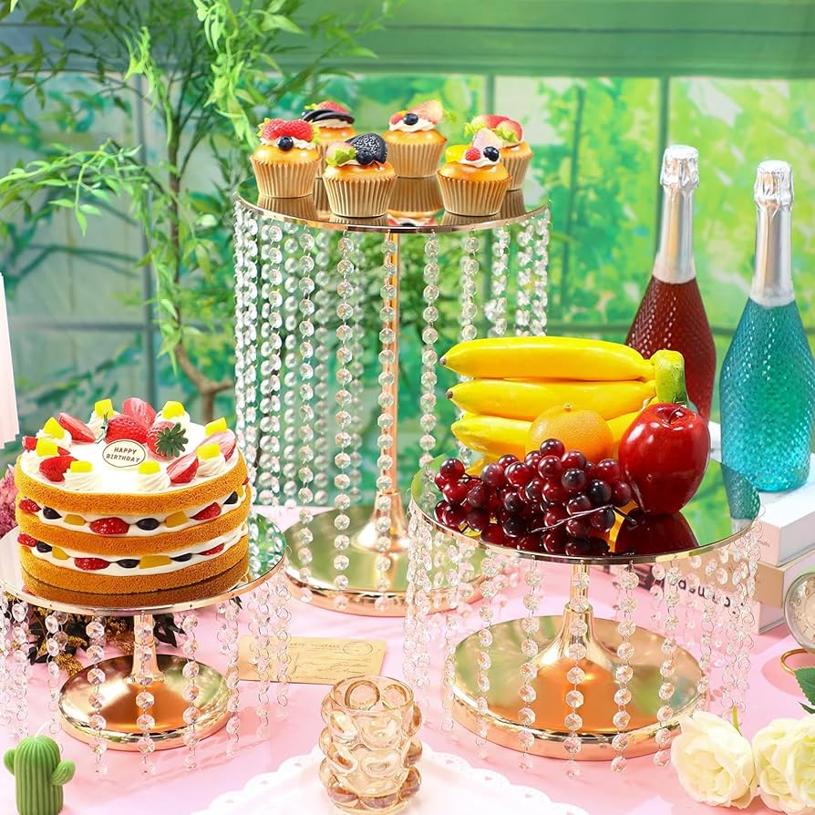 メタル製スイーツスタンド Amazon.com | Set of 6 Metal Cake Stands with Crystal Pendant