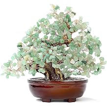 KALIFANO Natural Aventurine 360 Gemstone Count Chakra Crystal Tree - Bonsai Feng Shui Money Tree for Luck and Intelligence - 8"