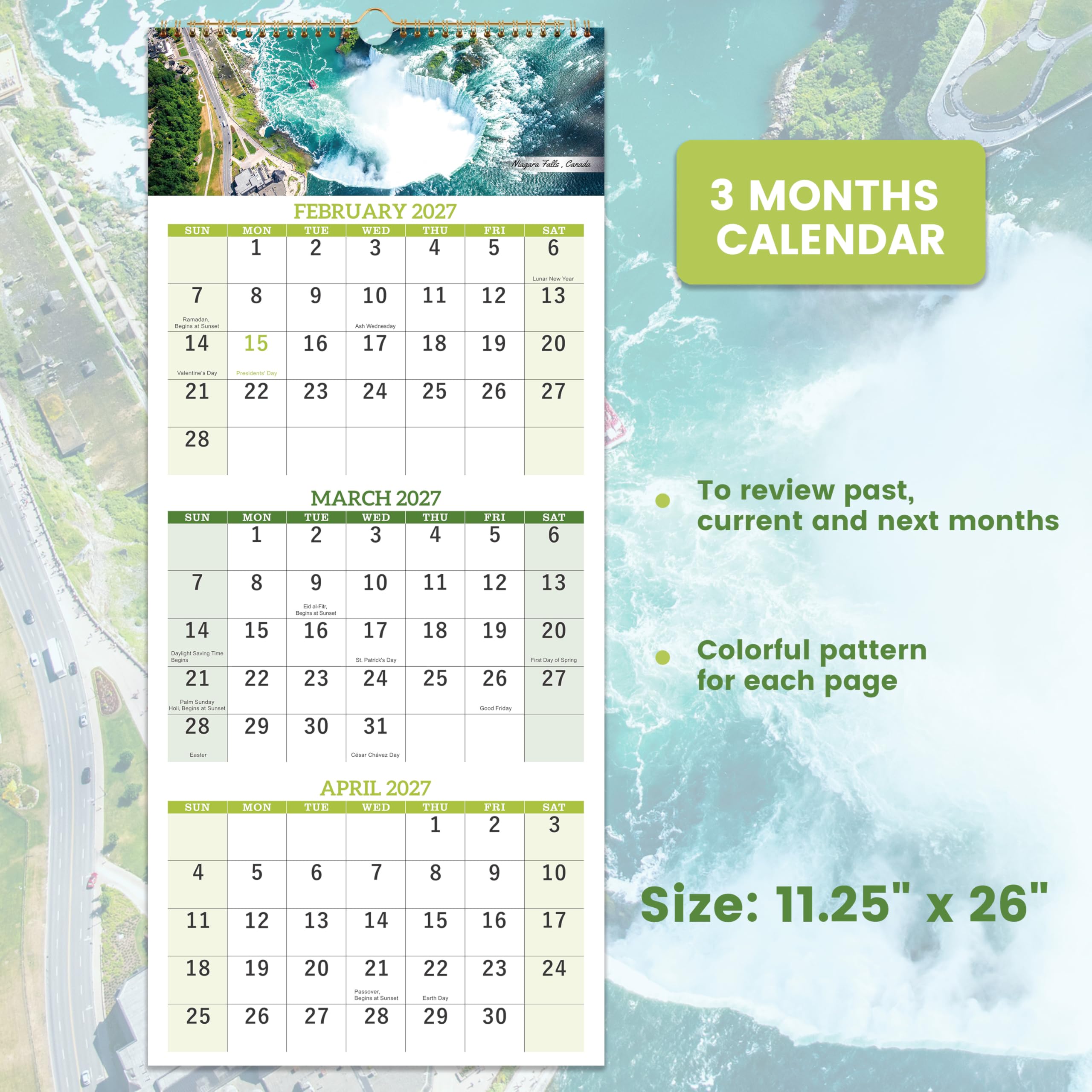2026 Calendar - Dec. 2025 - Jan. 2027, 3 Month Calendar Vertical