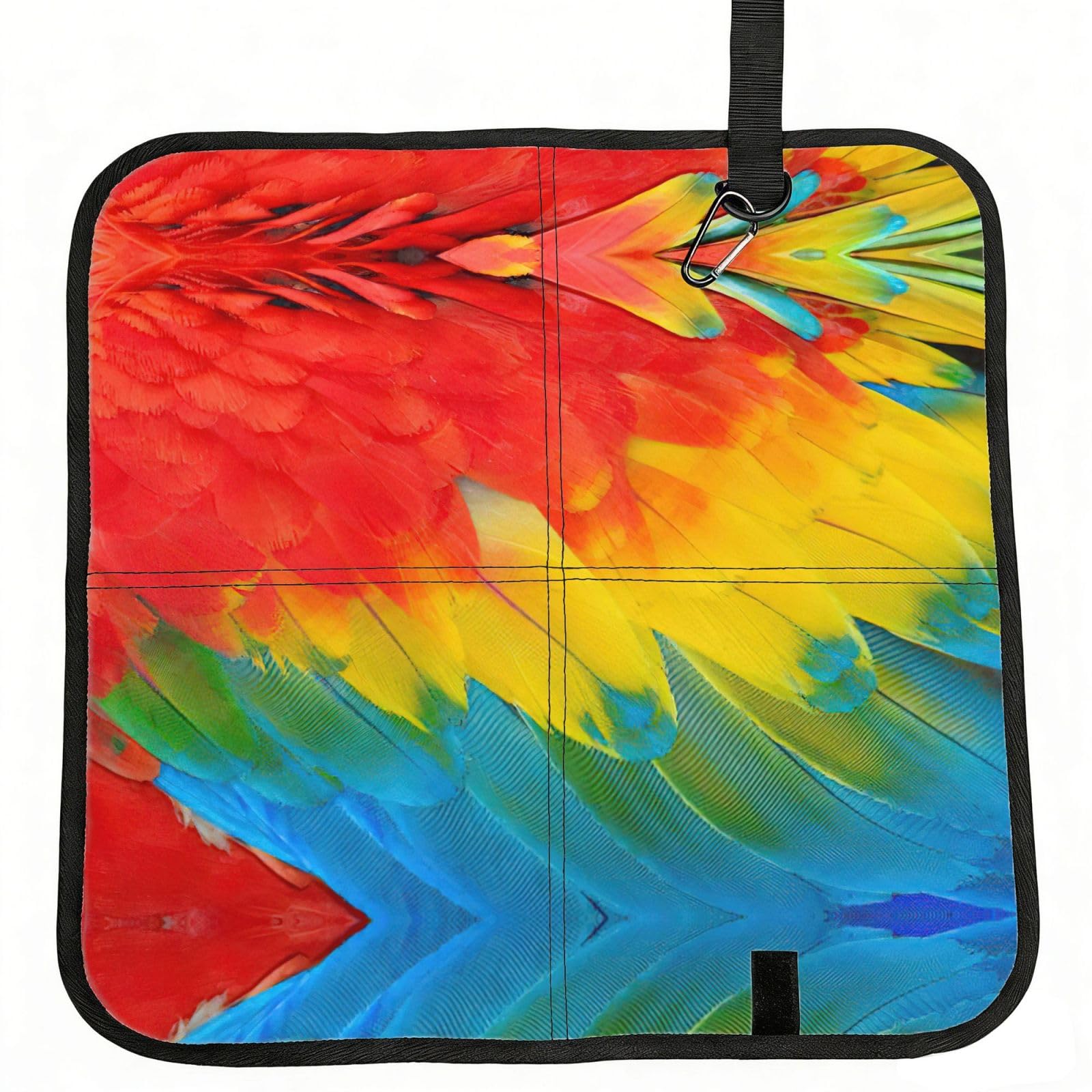 SDEGTHO Fantastic Parrot Feather Printed Foldable Seat Pad with Closure, Lightweight Cushion for Airplane Travel Camping