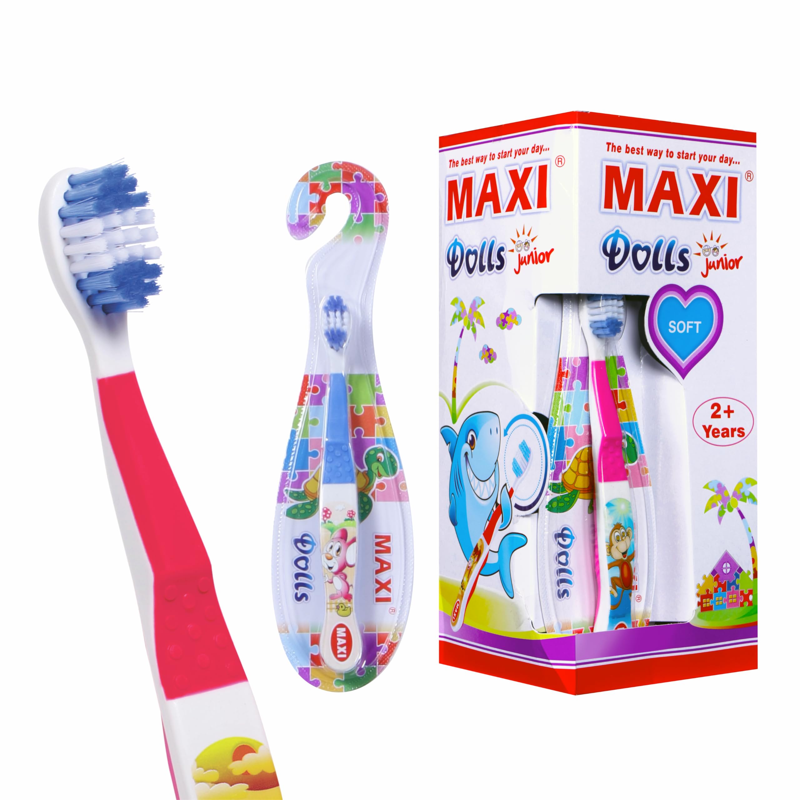 Maxi Dolls Junior Toothbrush for Kids | Soft Bristle Toothbrush for Toddlers & Children | BPA-Free Manual Toothbrush | Cartoon Design | Gentle Gum Care | Multicolour Pack of 12-image-49