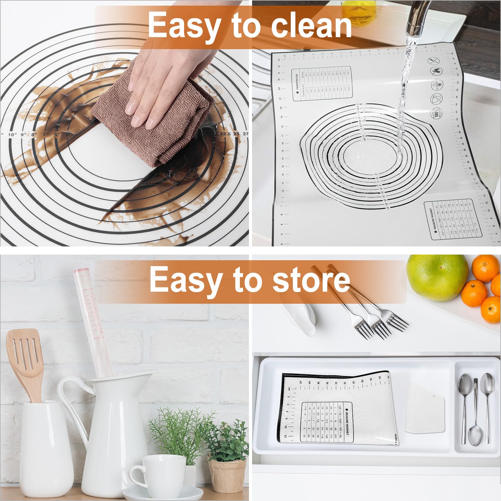 Tapis De Cuisson Silicone Réutilisable 70x50cm - Antiadhésif Avec Mesures Pour Pâtisserie