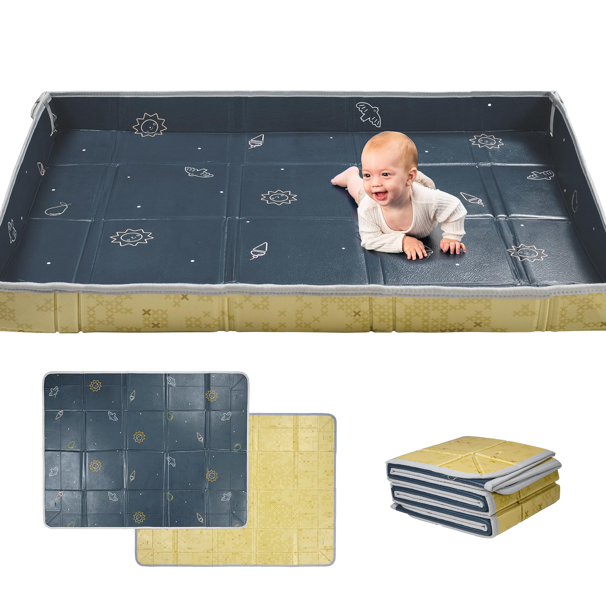 Taf Toys Foldable Soft Foam Baby Play Mat Waterproof Reversible Kids Play Mat for Floor Soft Foam Playmat Babies & Toddlers Extra Large 59.1"×71"