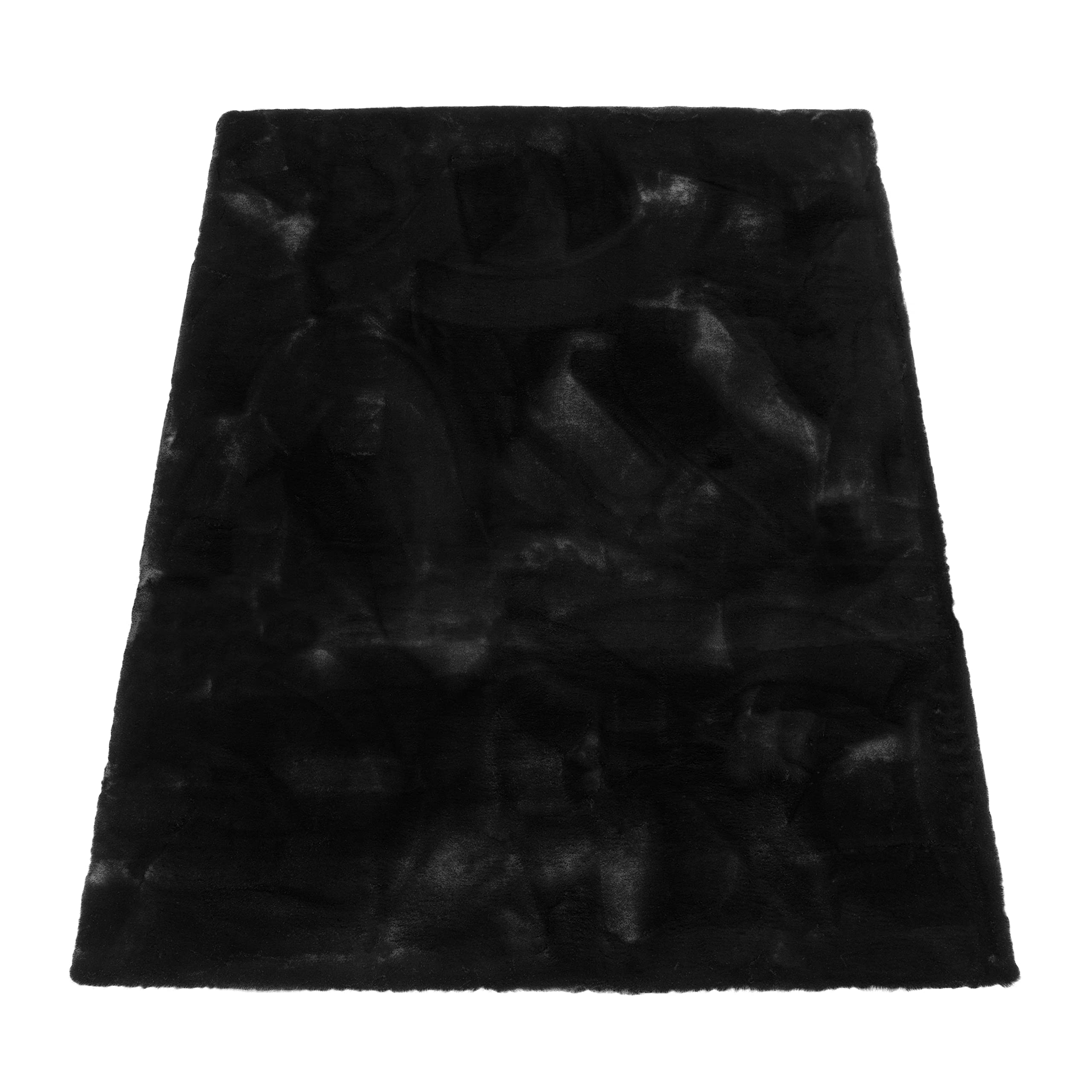 Paco Home Hochflor Teppich Wohnzimmer Schlafzimmer Modern Flauschiger Fellteppich Fell Imitat Kunstfell Langflor, Grösse:80x150 cm, Farbe:Schwarz