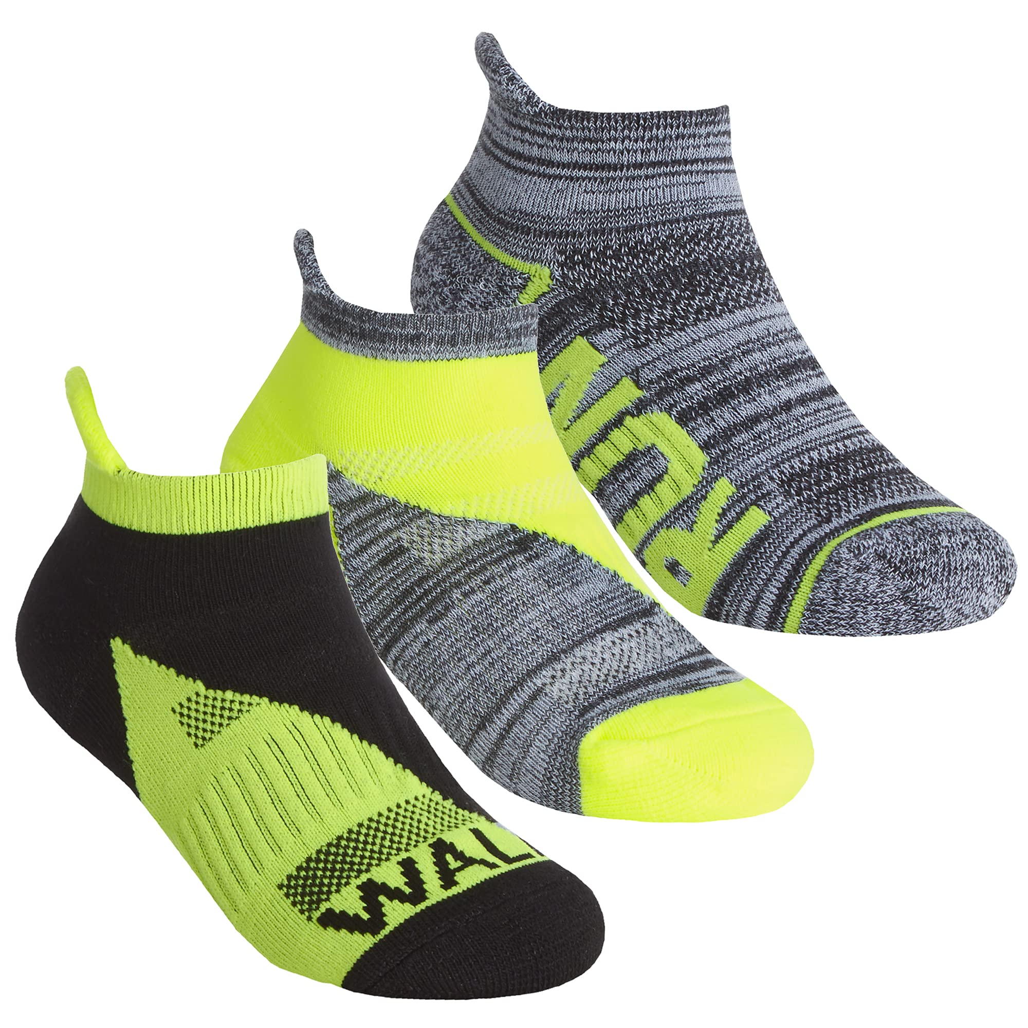 Metzuyan Girls 3 Pairs- Yellow 3 Pairs Kids Childrens Trainer Liner Socks Low Cut Ankle Jog Walk Run Mesh Insert Yellow Size 12.5-3.5