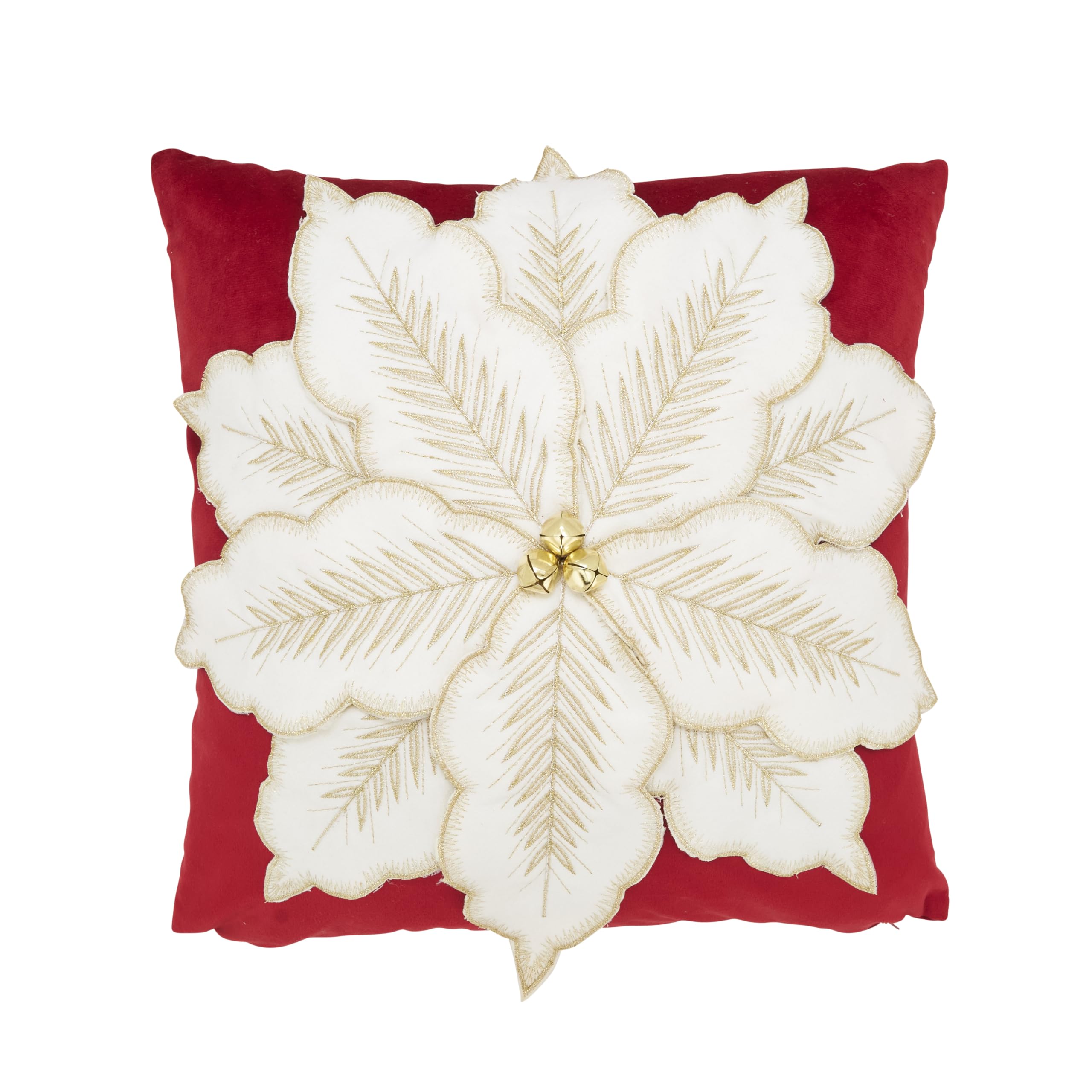 SARO LIFESTYLE Velvet Poinsettia Down Filled Throw Pillow