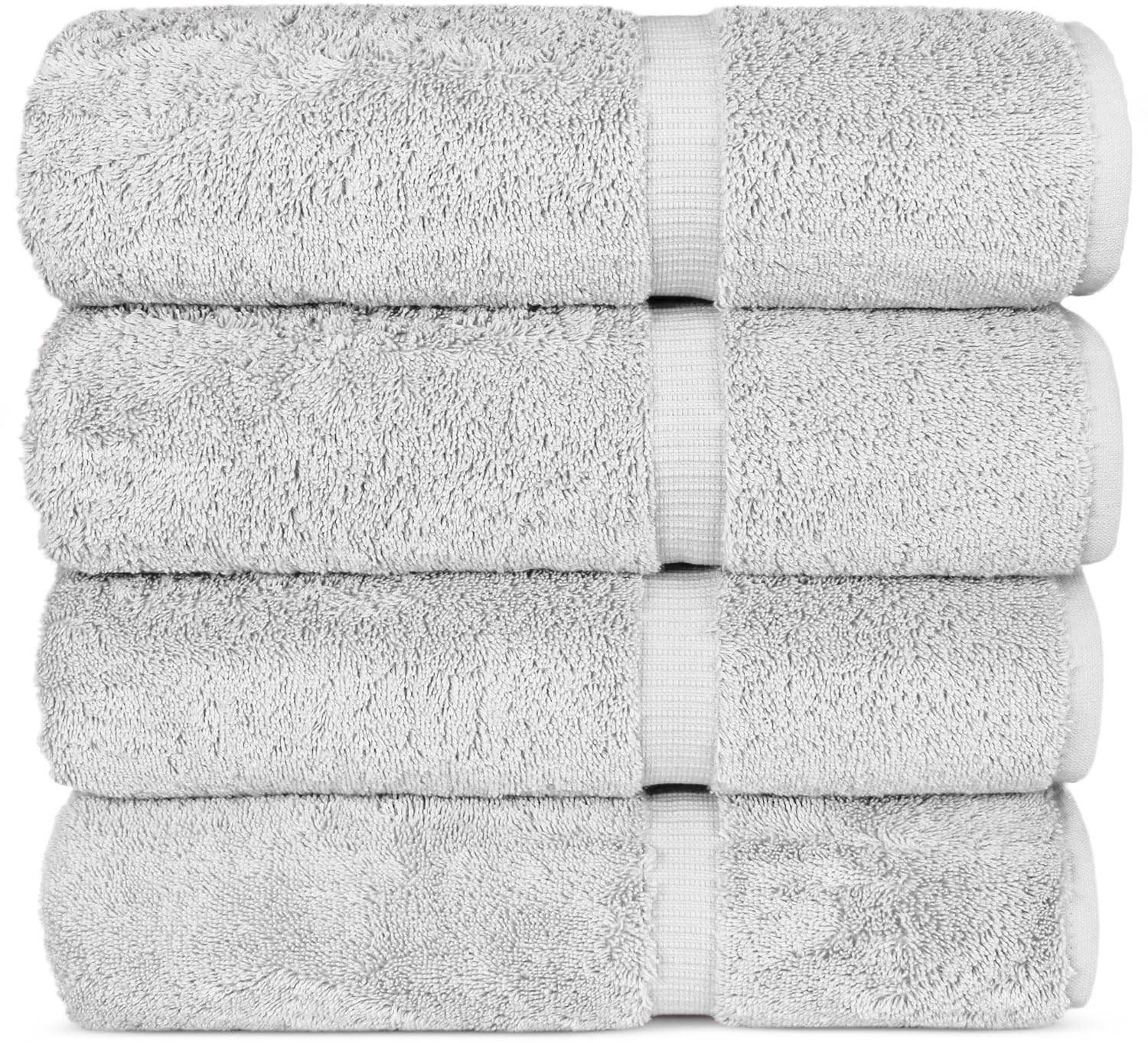 Chakir Turkish Linens 100% Cotton Premium Turkish Towels for Bathroom | 27'' x 54'' (4-Piece Bath Towels - Silver)